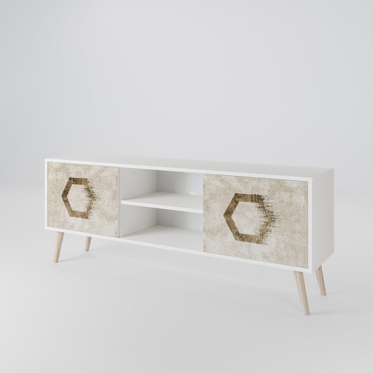 HEXAGONAL SHAPES Dvoudveřový TV stolek