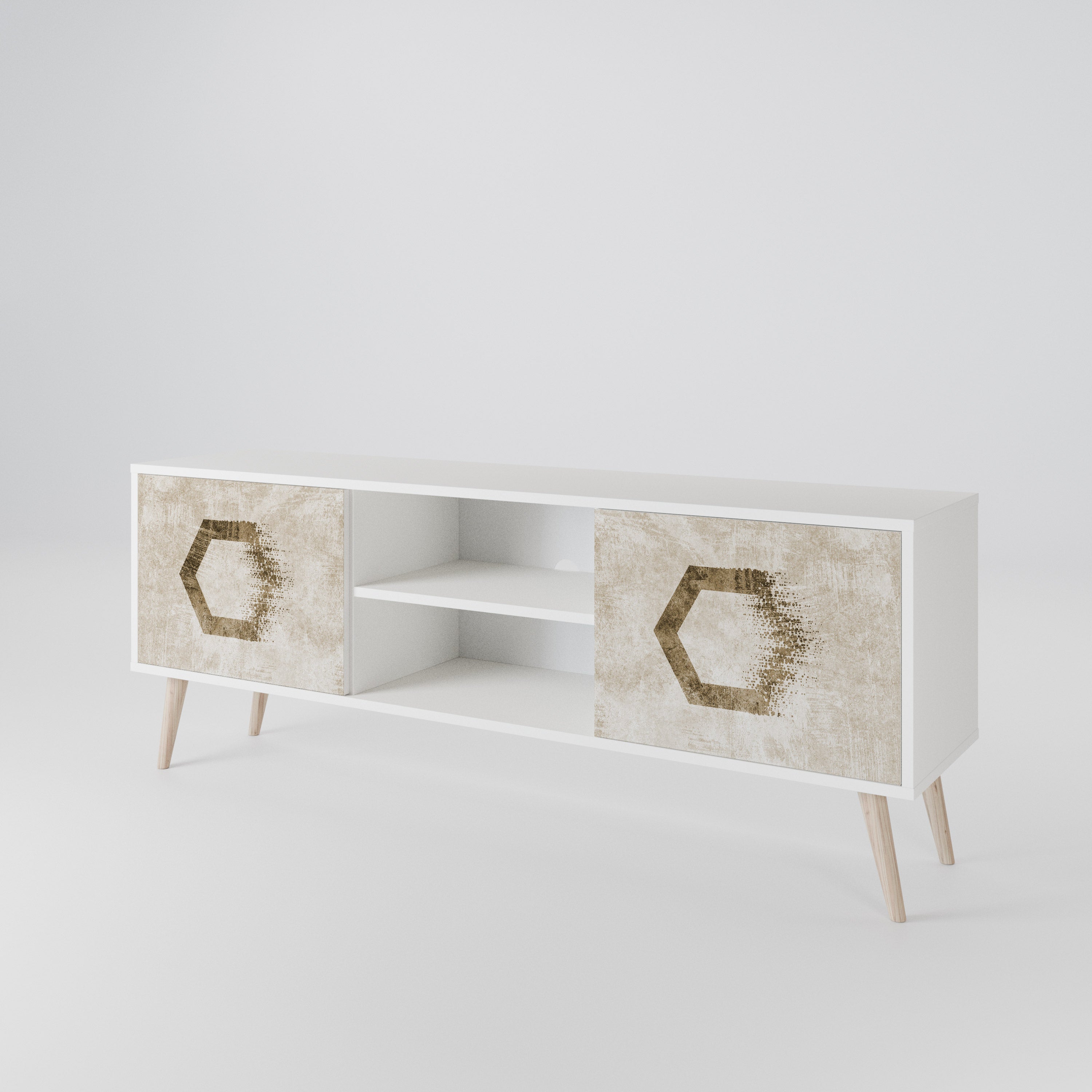HEXAGONAL SHAPES Dvoudveřový TV stolek