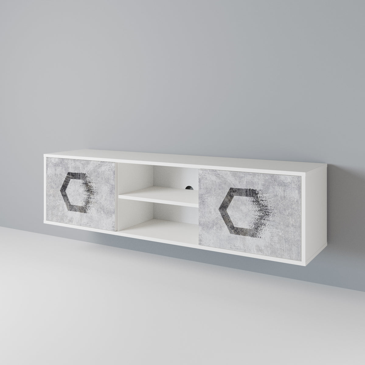 HEXAGONAL FIGURES Dvoudveřový TV stolek