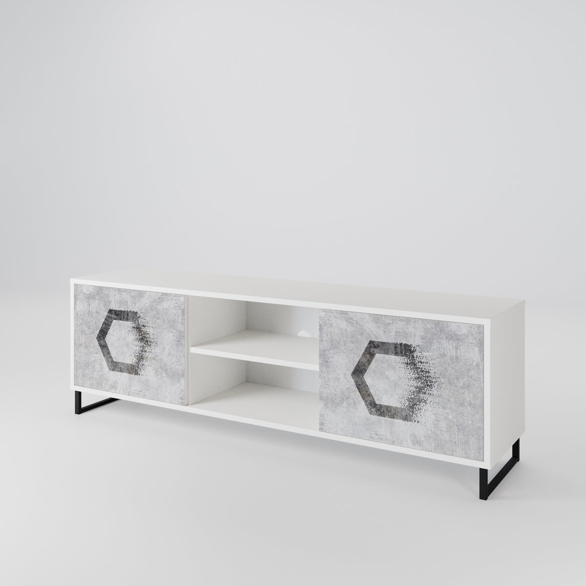 HEXAGONAL FIGURES Dvoudveřový TV stolek