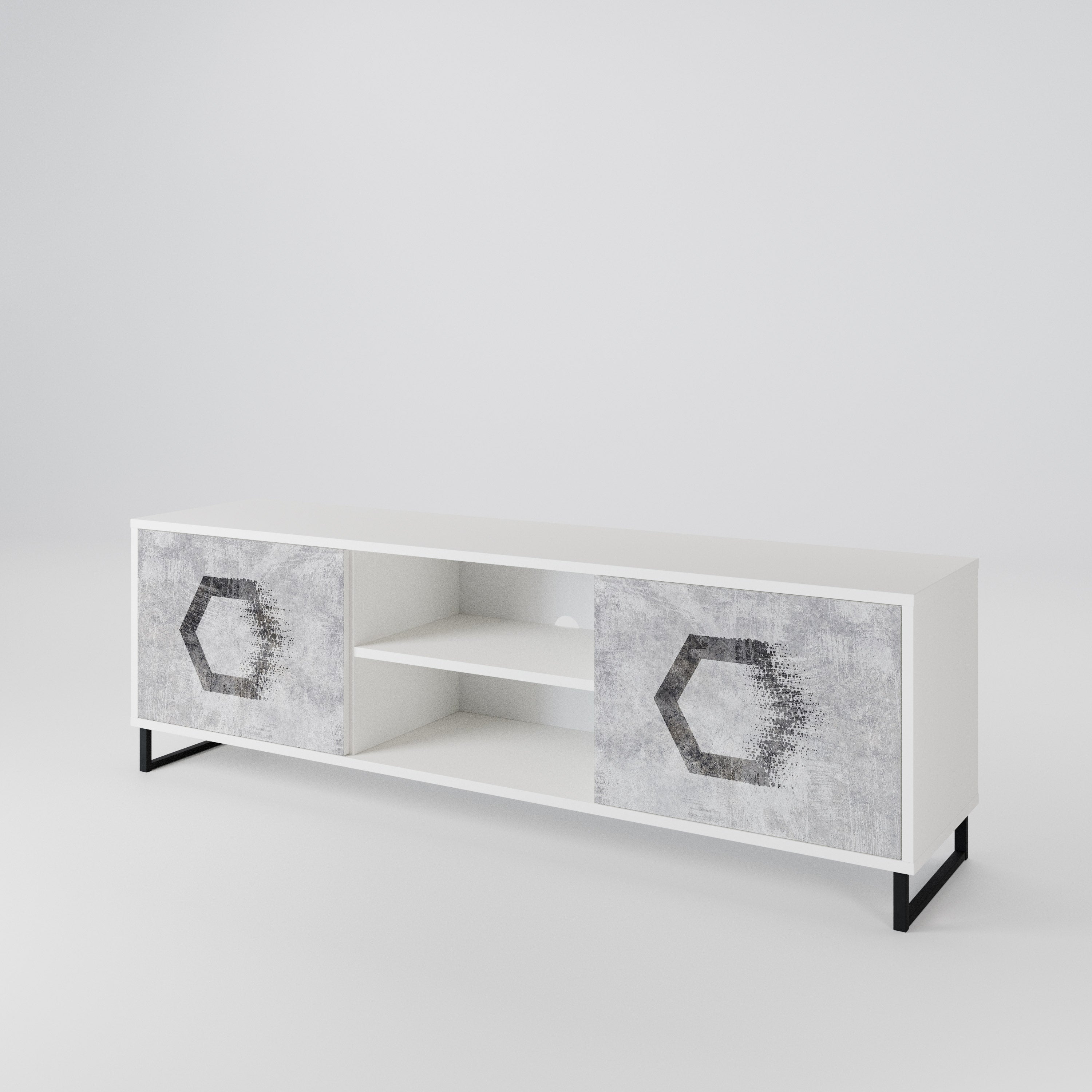 HEXAGONAL FIGURES Dvoudveřový TV stolek