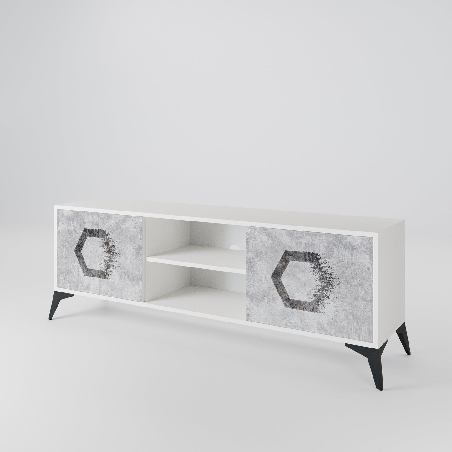 HEXAGONAL FIGURES Dvoudveřový TV stolek