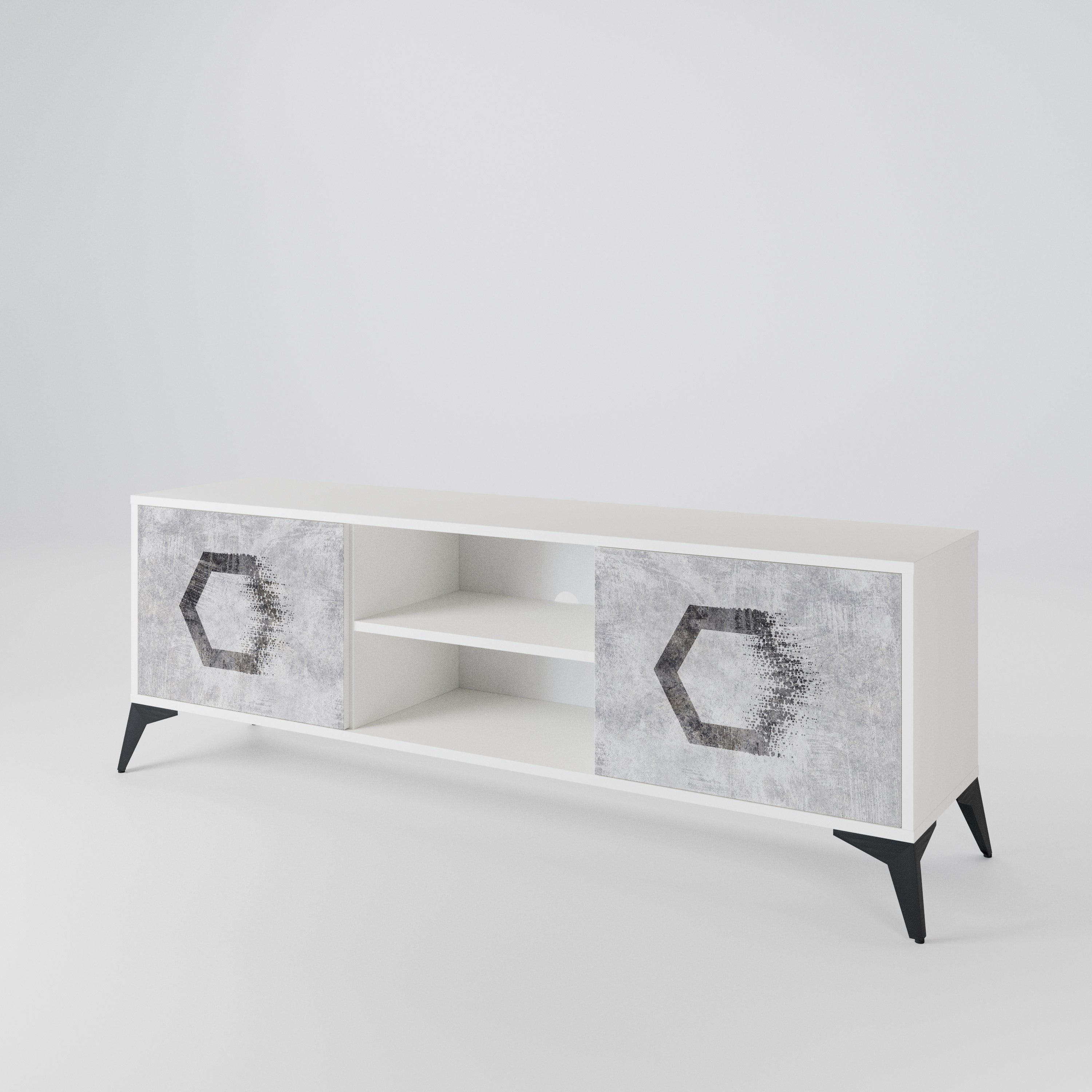 HEXAGONAL FIGURES Dvoudveřový TV stolek
