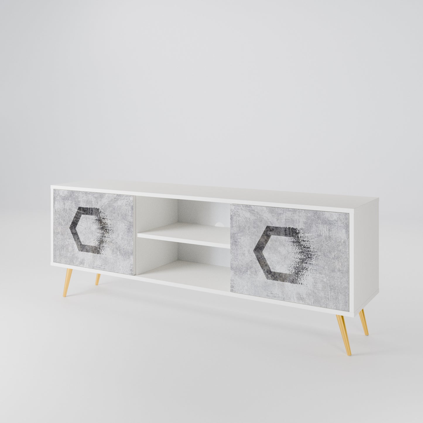 HEXAGONAL FIGURES Dvoudveřový TV stolek