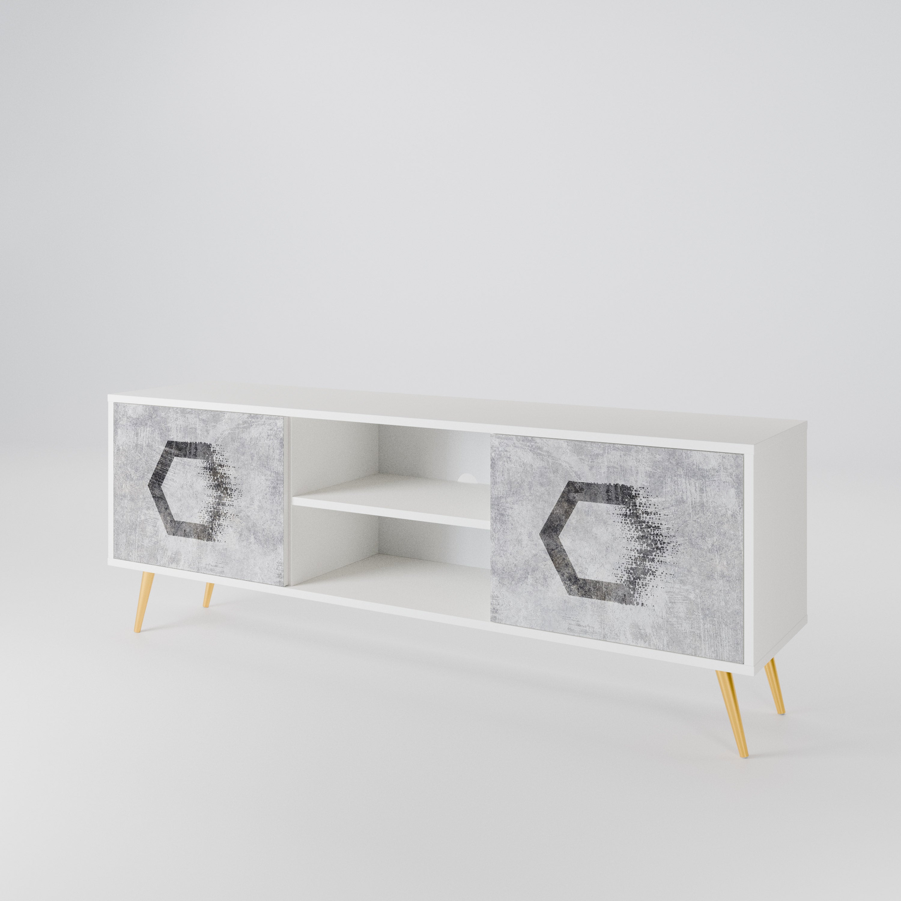 HEXAGONAL FIGURES Dvoudveřový TV stolek