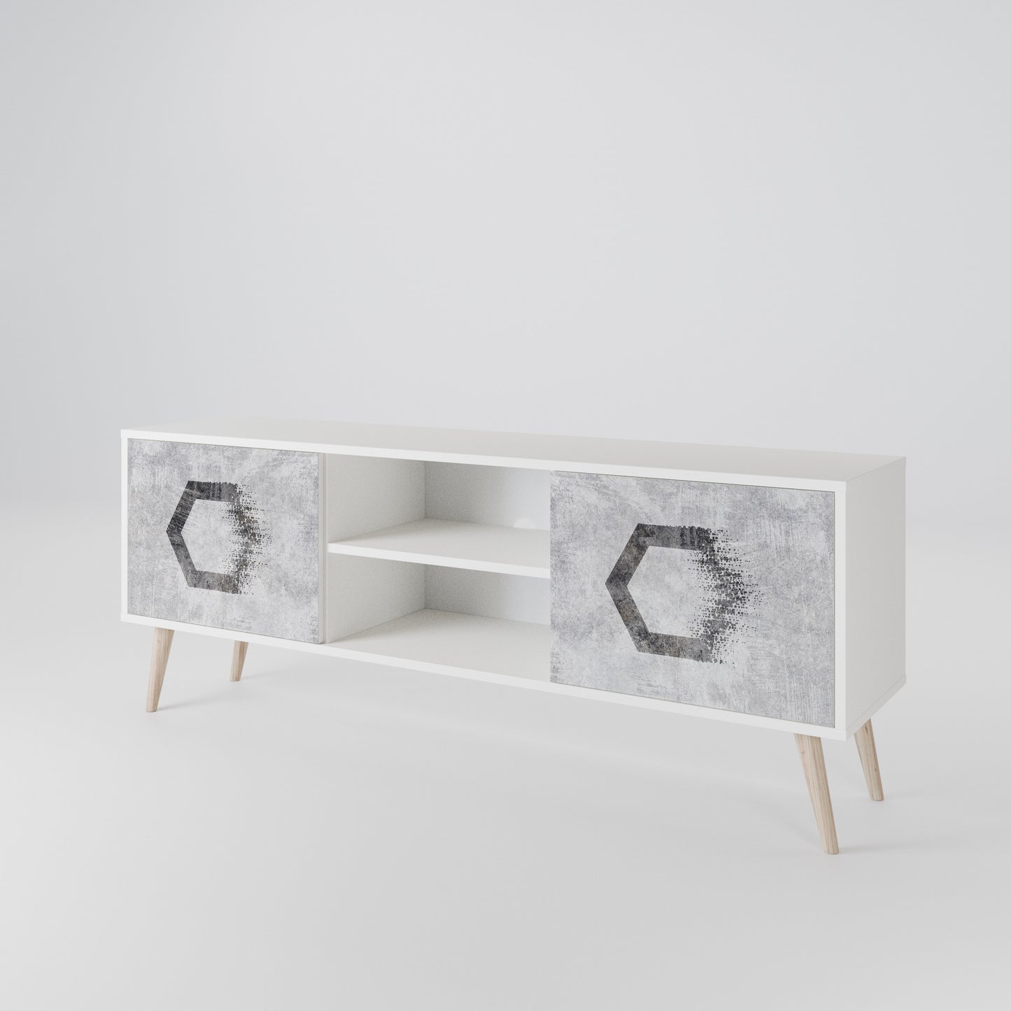 HEXAGONAL FIGURES Dvoudveřový TV stolek