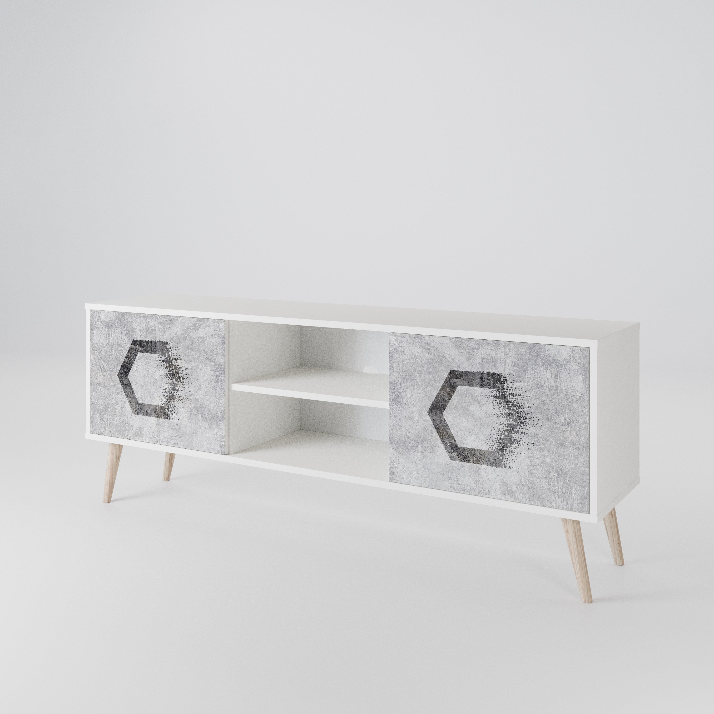 HEXAGONAL FIGURES Dvoudveřový TV stolek