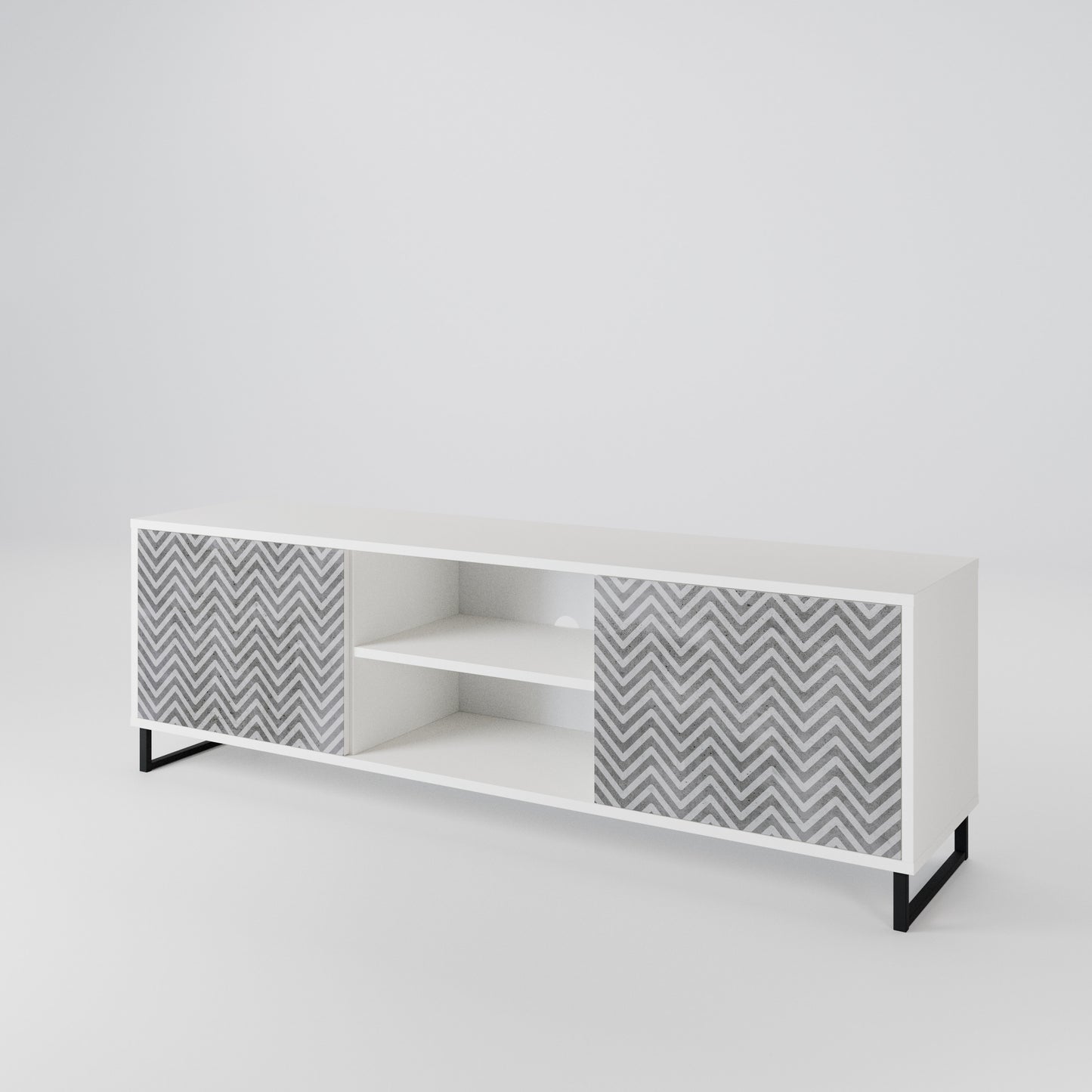 CONCRETE ZIG ZAG Dvoudveřový TV stolek
