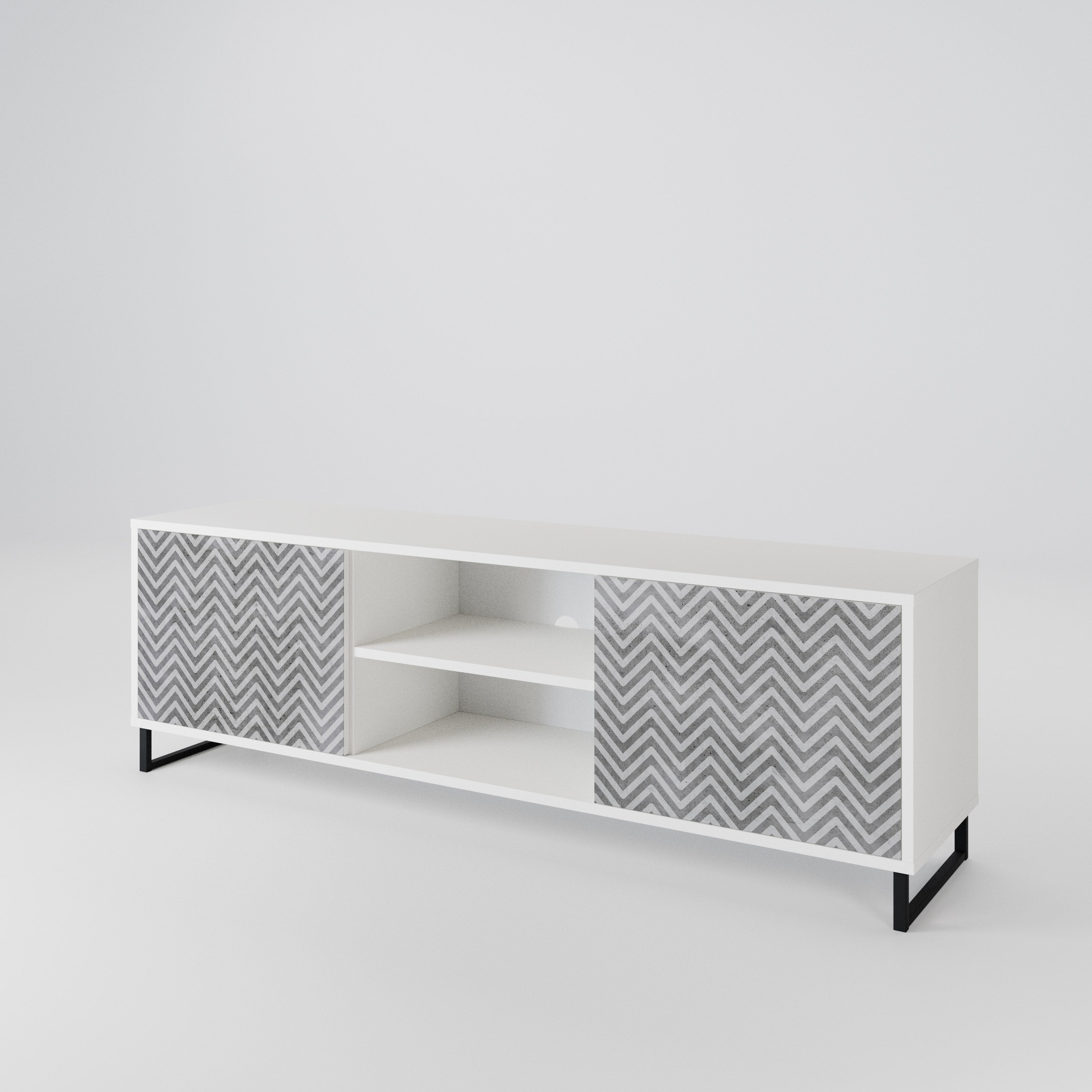 CONCRETE ZIG ZAG Dvoudveřový TV stolek