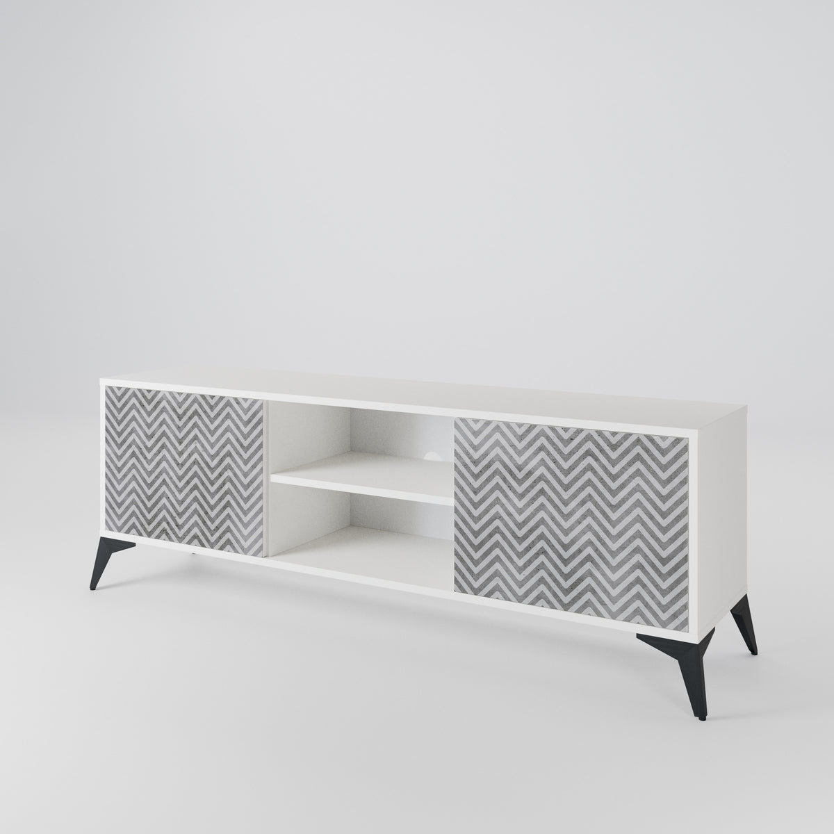 CONCRETE ZIG ZAG Dvoudveřový TV stolek