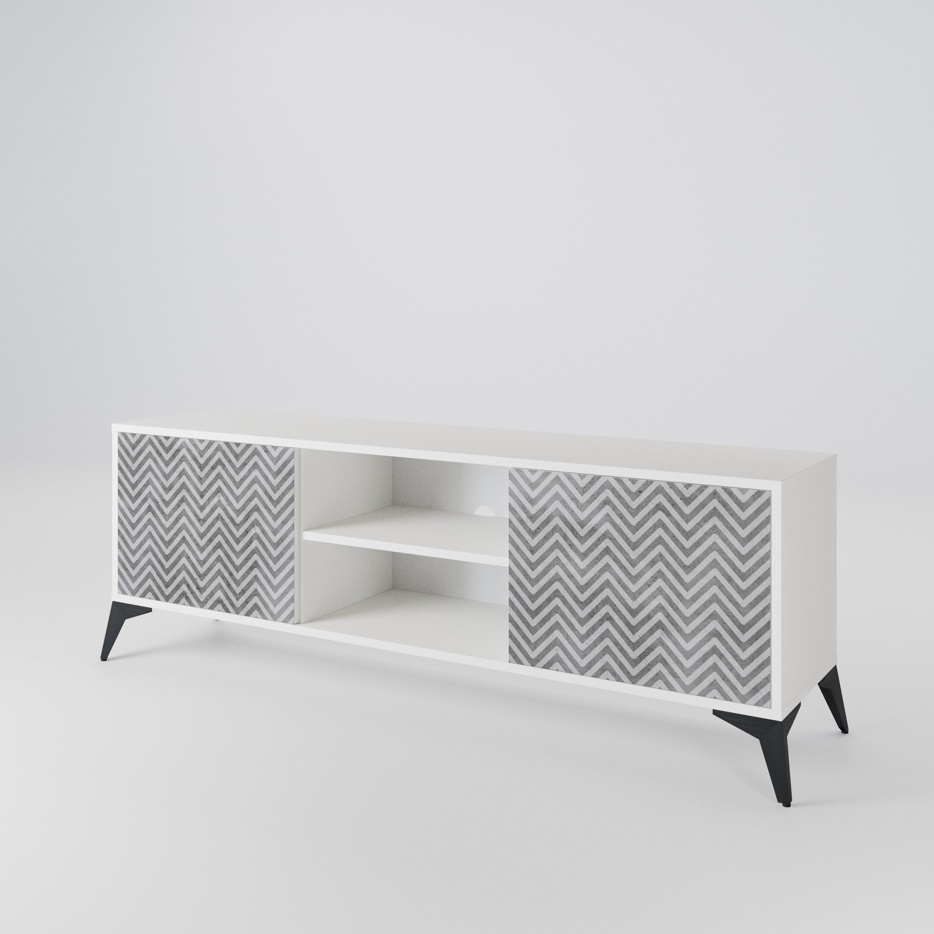 CONCRETE ZIG ZAG Dvoudveřový TV stolek