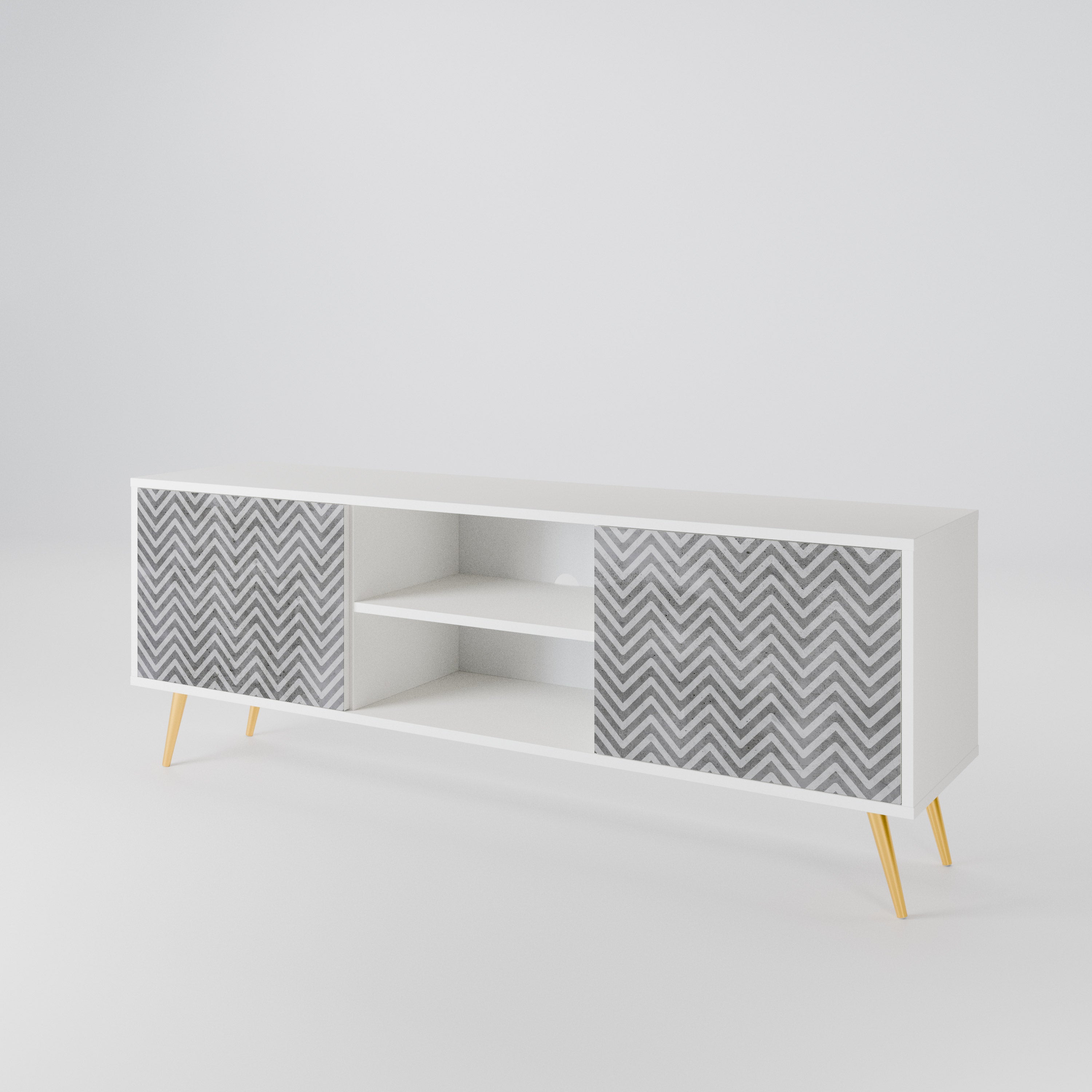 CONCRETE ZIG ZAG Dvoudveřový TV stolek