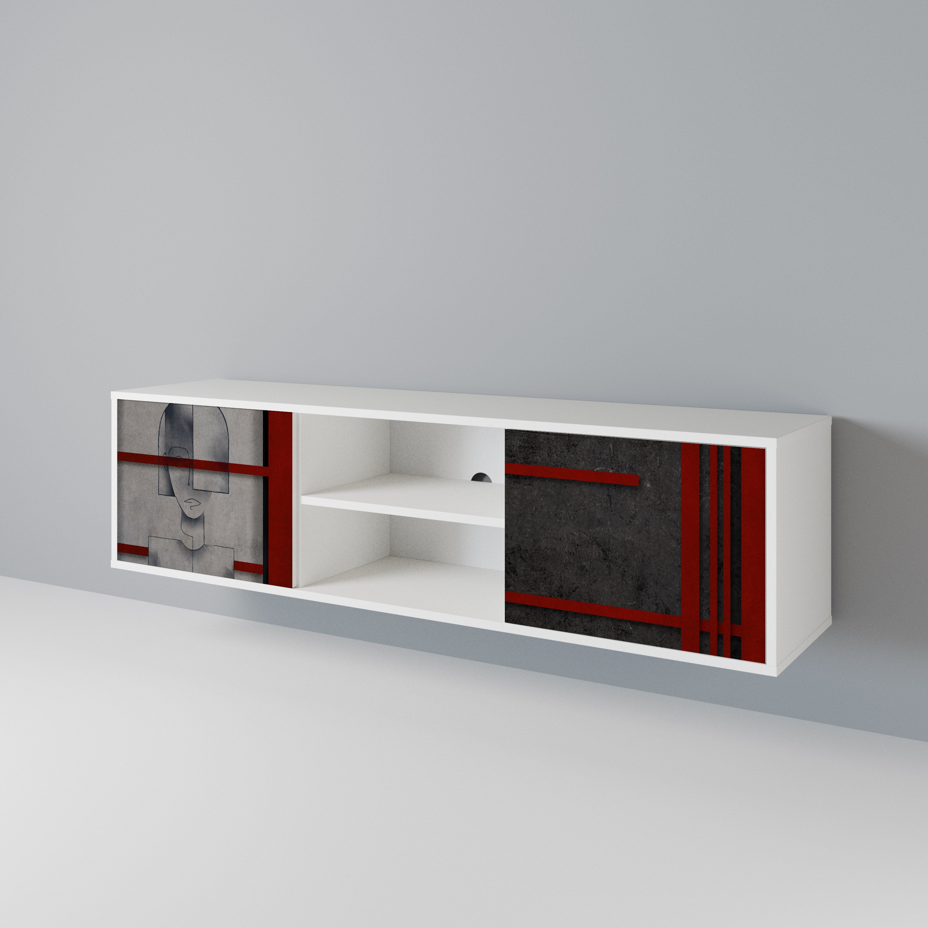 GRAY FIGURES Dvoudveřový TV stolek