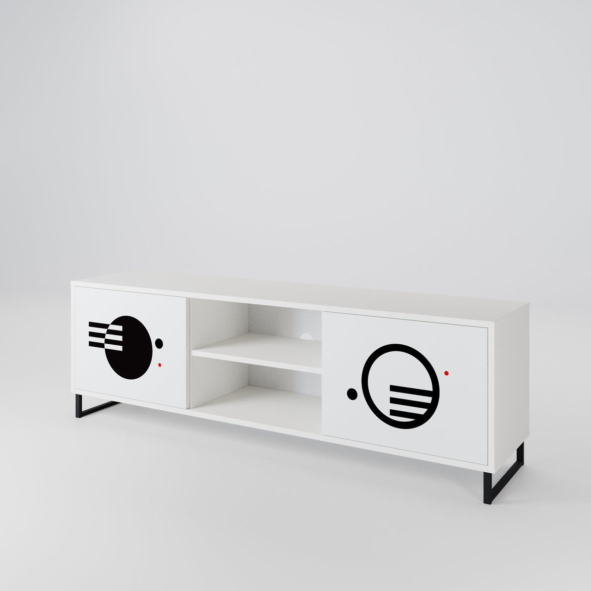 BLACK AND WHITE COMBINATION Dvoudveřový TV stolek