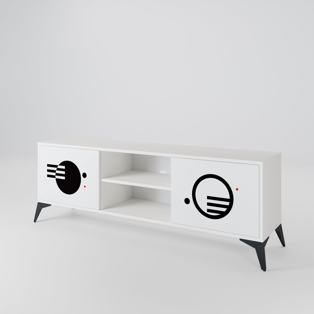 BLACK AND WHITE COMBINATION Dvoudveřový TV stolek