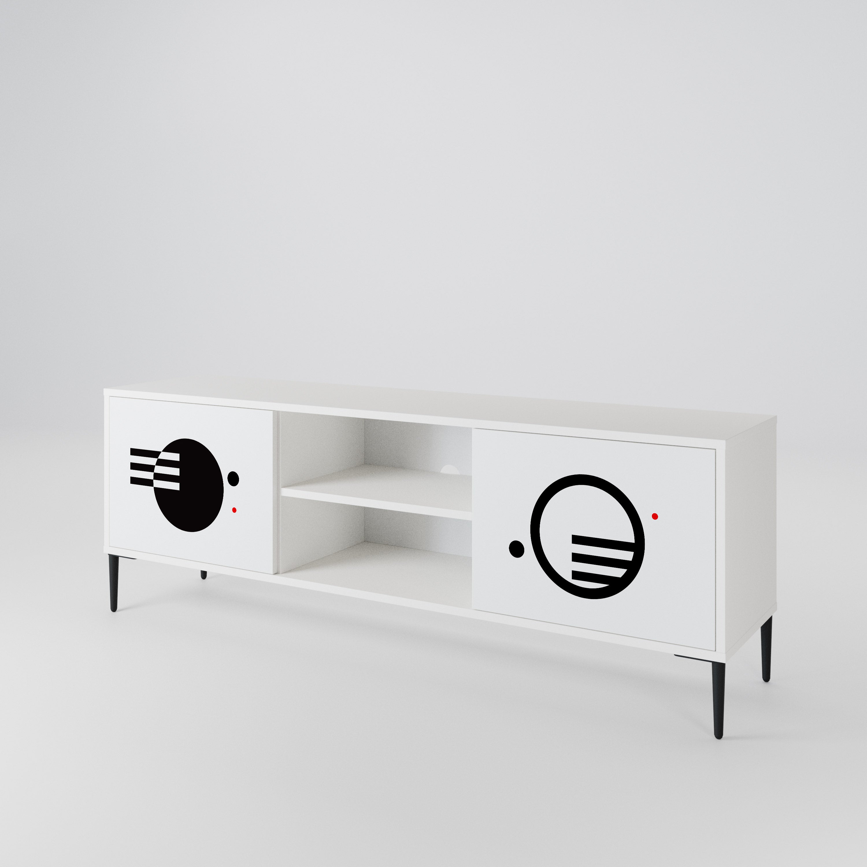 BLACK AND WHITE COMBINATION Dvoudveřový TV stolek