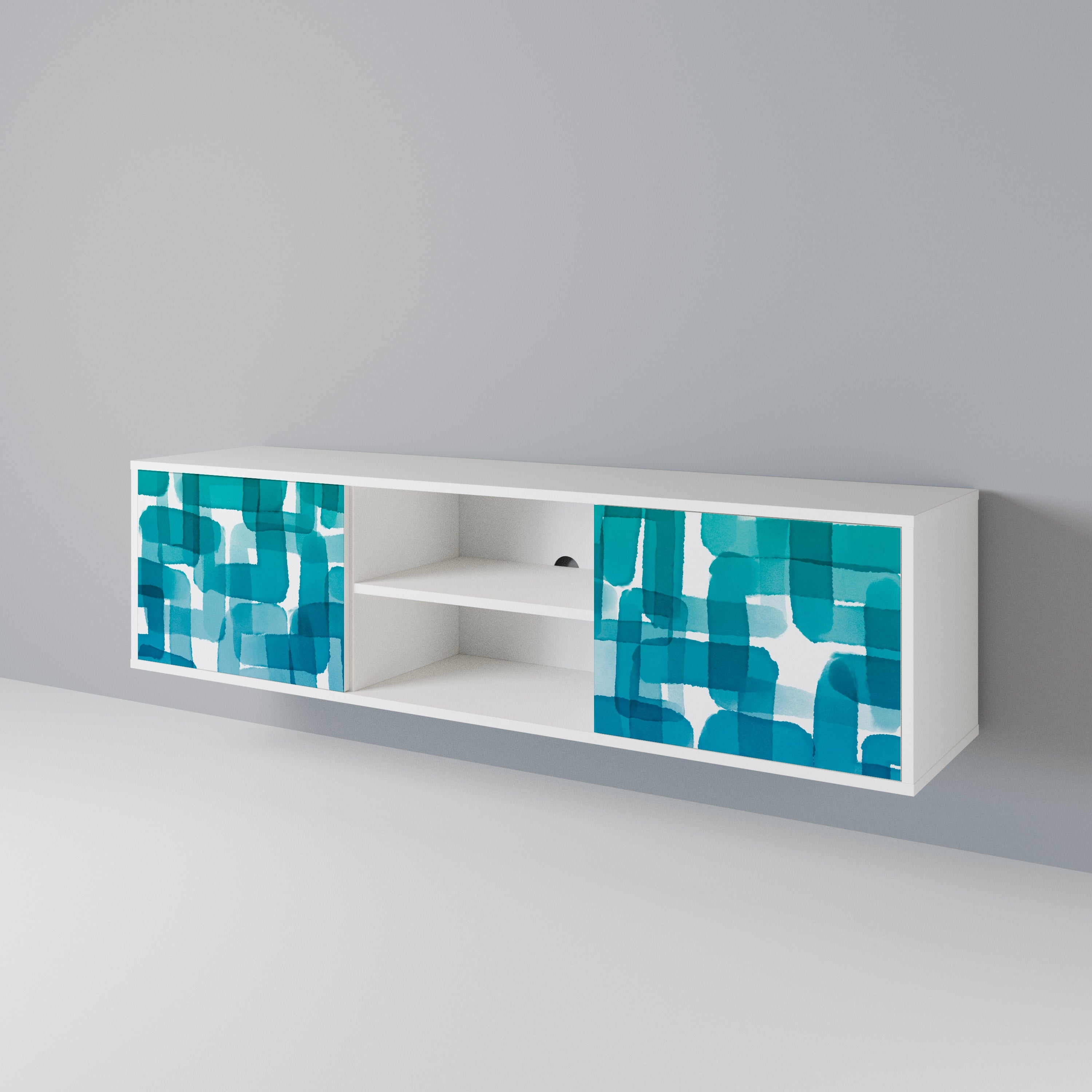 TURQUOISE RECTANGLES Dvoudveřový TV stolek