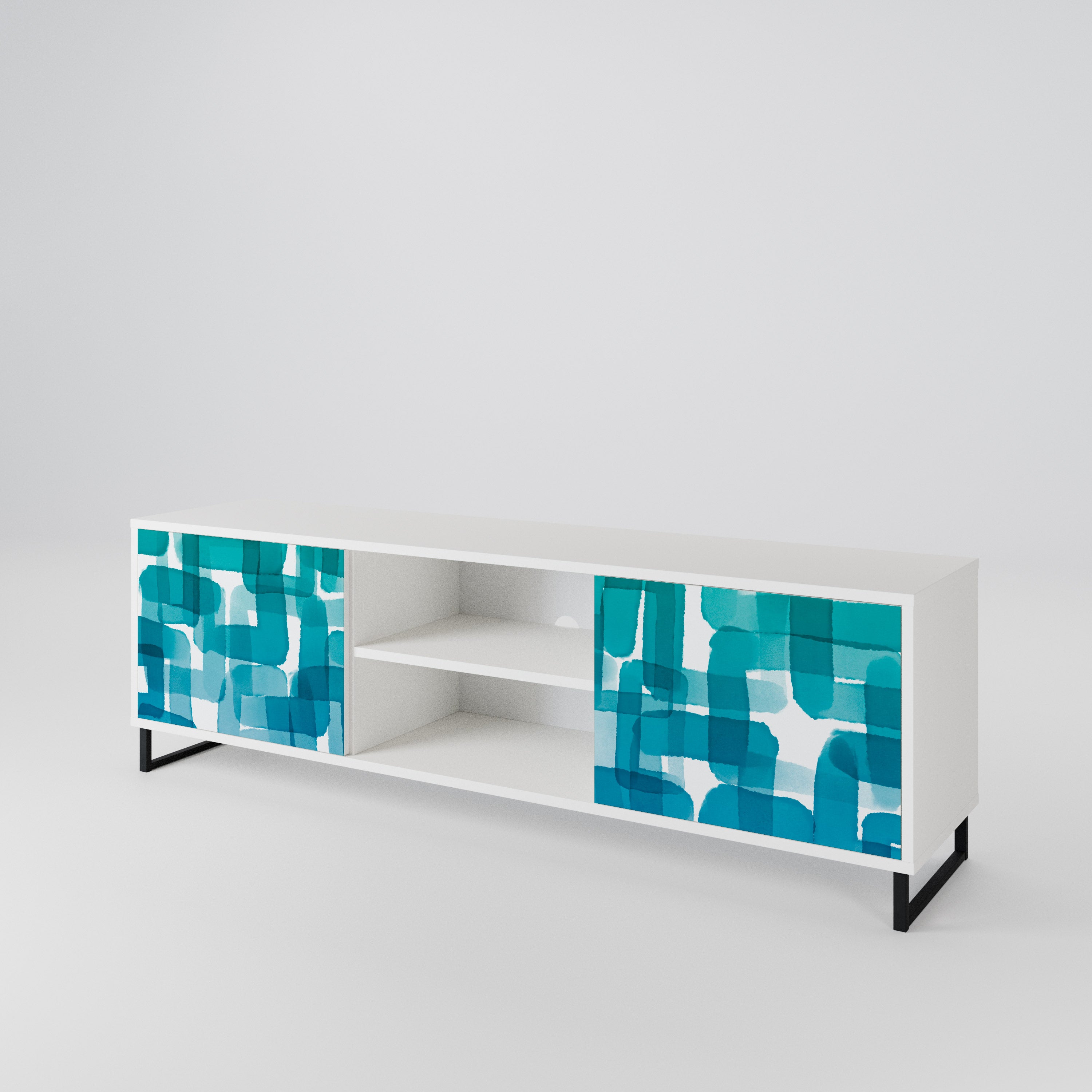 TURQUOISE RECTANGLES Dvoudveřový TV stolek