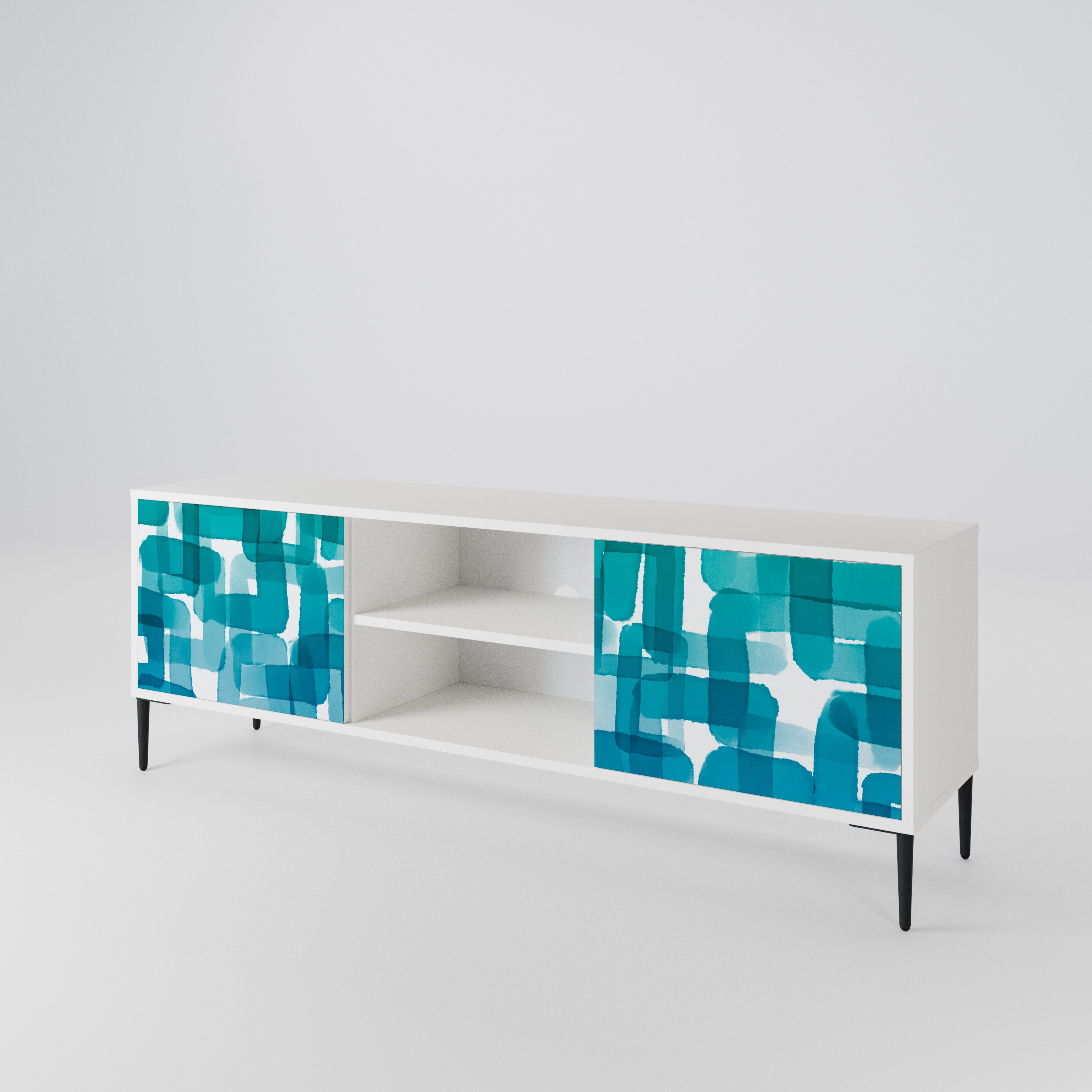 TURQUOISE RECTANGLES Dvoudveřový TV stolek