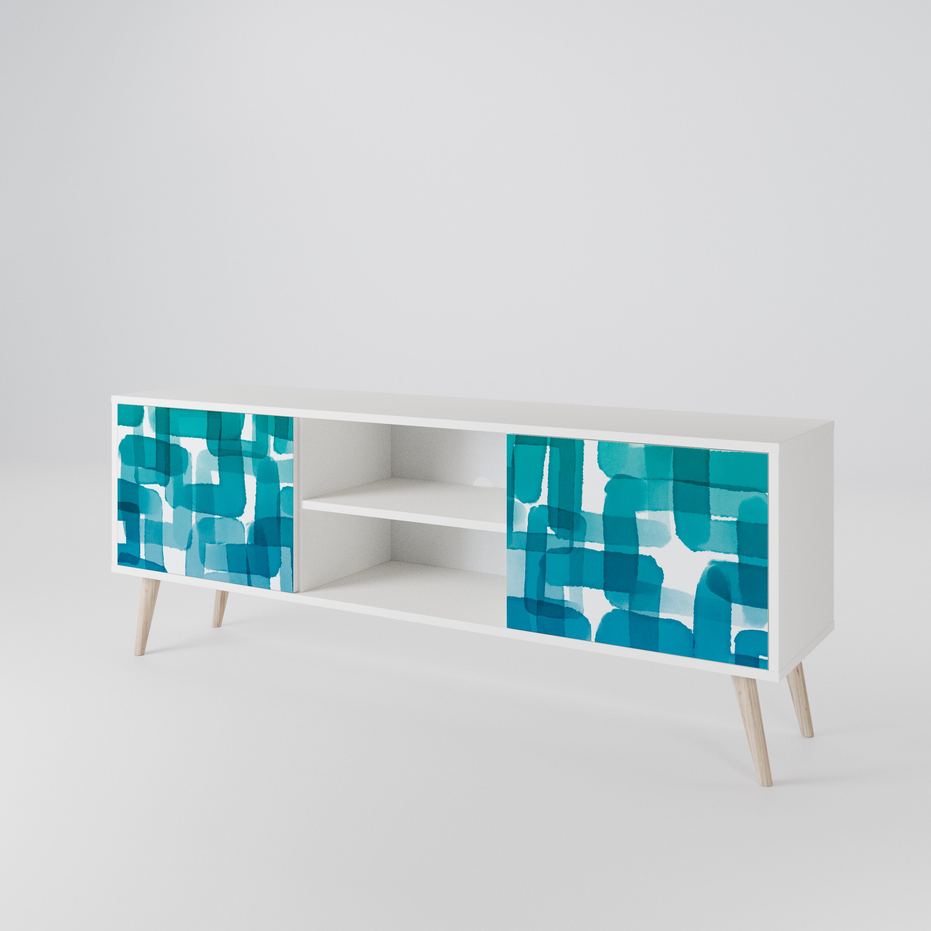 TURQUOISE RECTANGLES Dvoudveřový TV stolek
