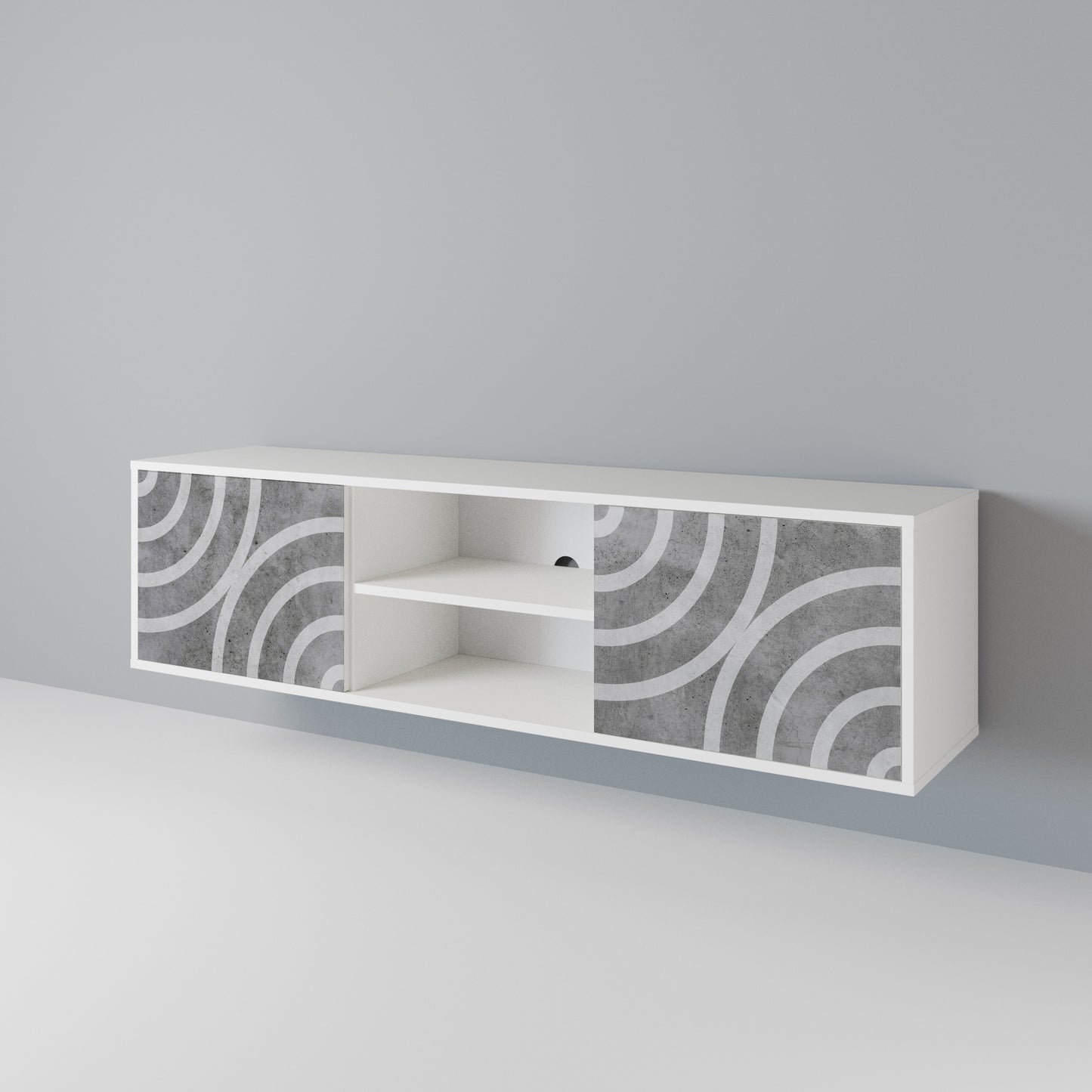 CIRCLE CONCRETE Dvoudveřový TV stolek
