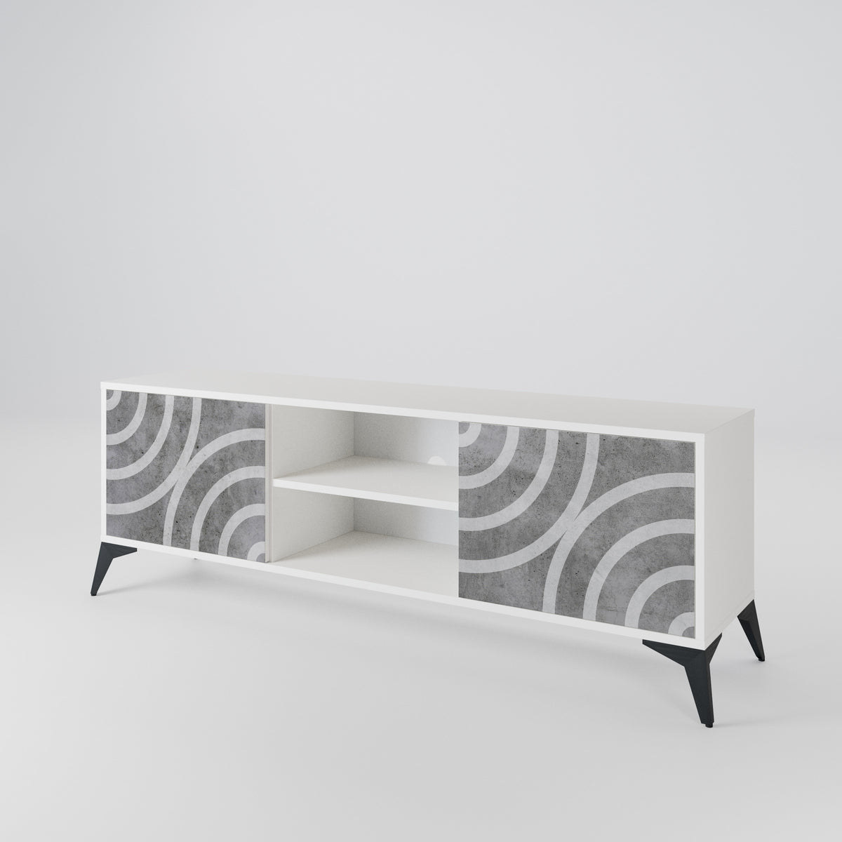 CIRCLE CONCRETE Dvoudveřový TV stolek