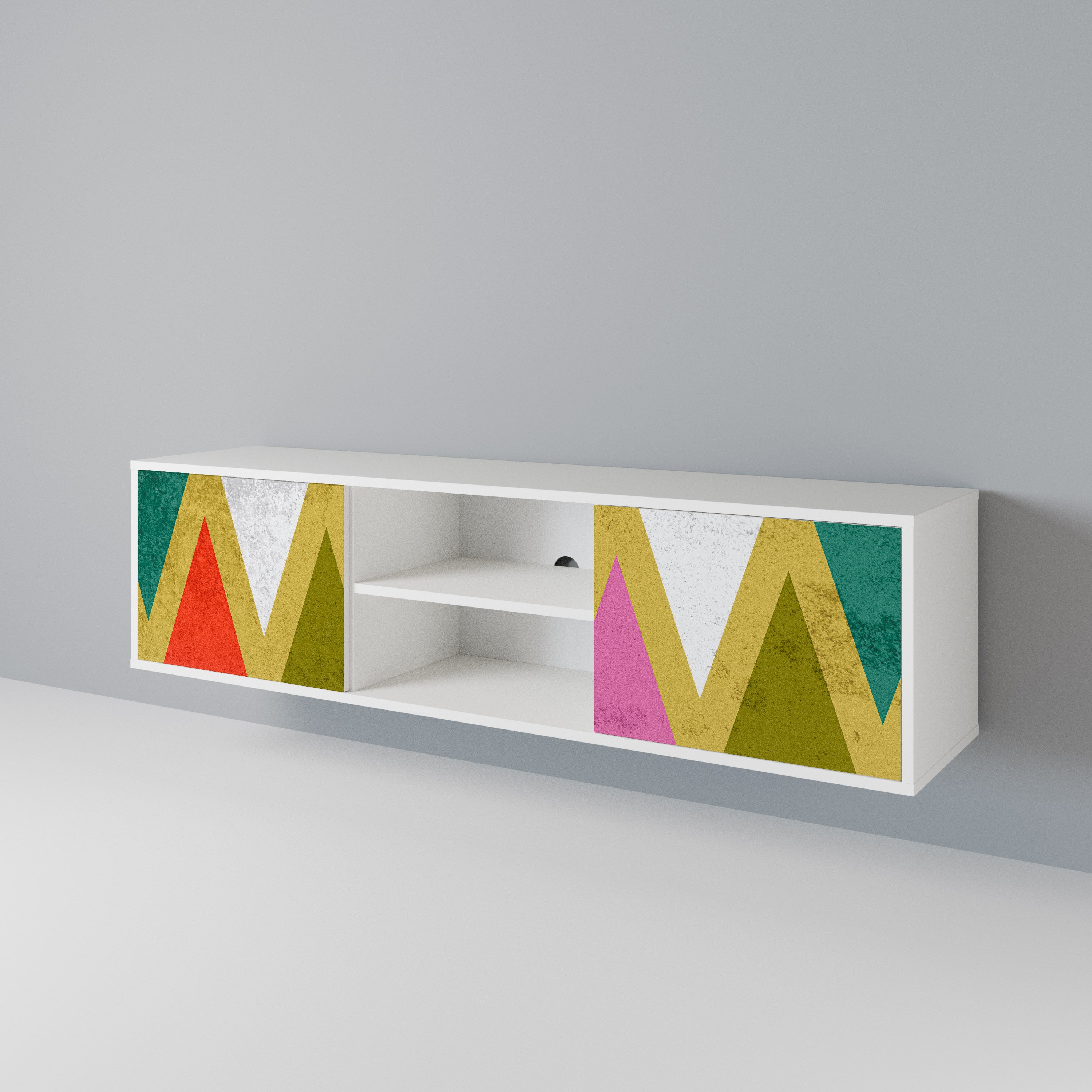 COLORFUL TRIANGLES Dvoudveřový TV stolek