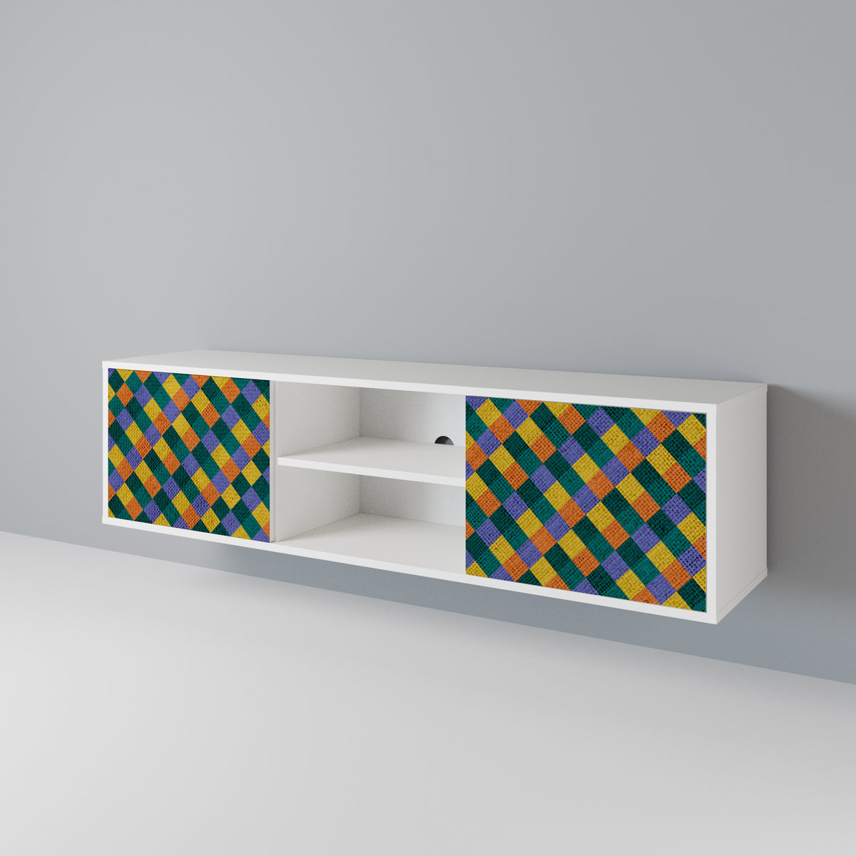 PAINTED SQUARES MIX Dvoudveřový TV stolek