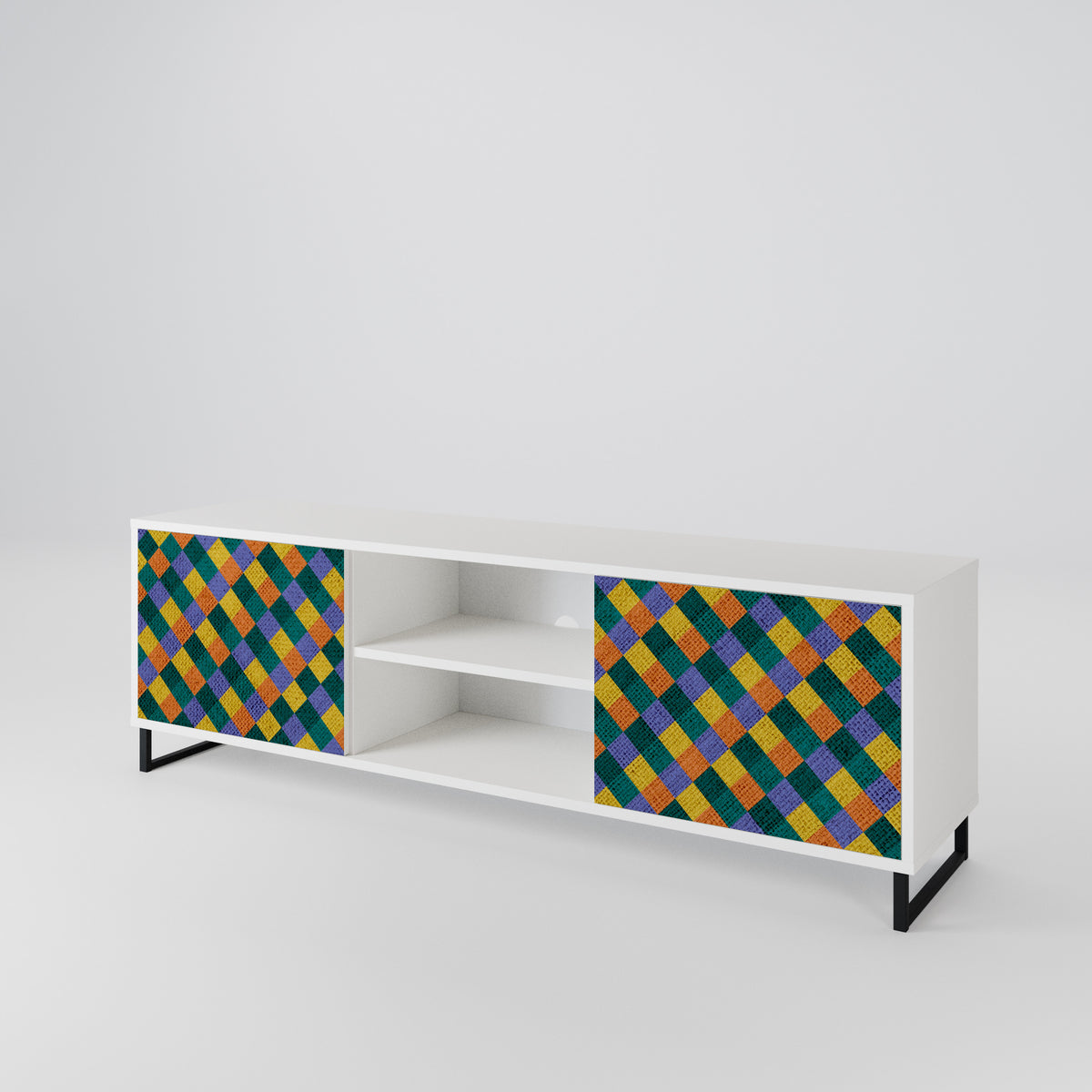 PAINTED SQUARES MIX Dvoudveřový TV stolek