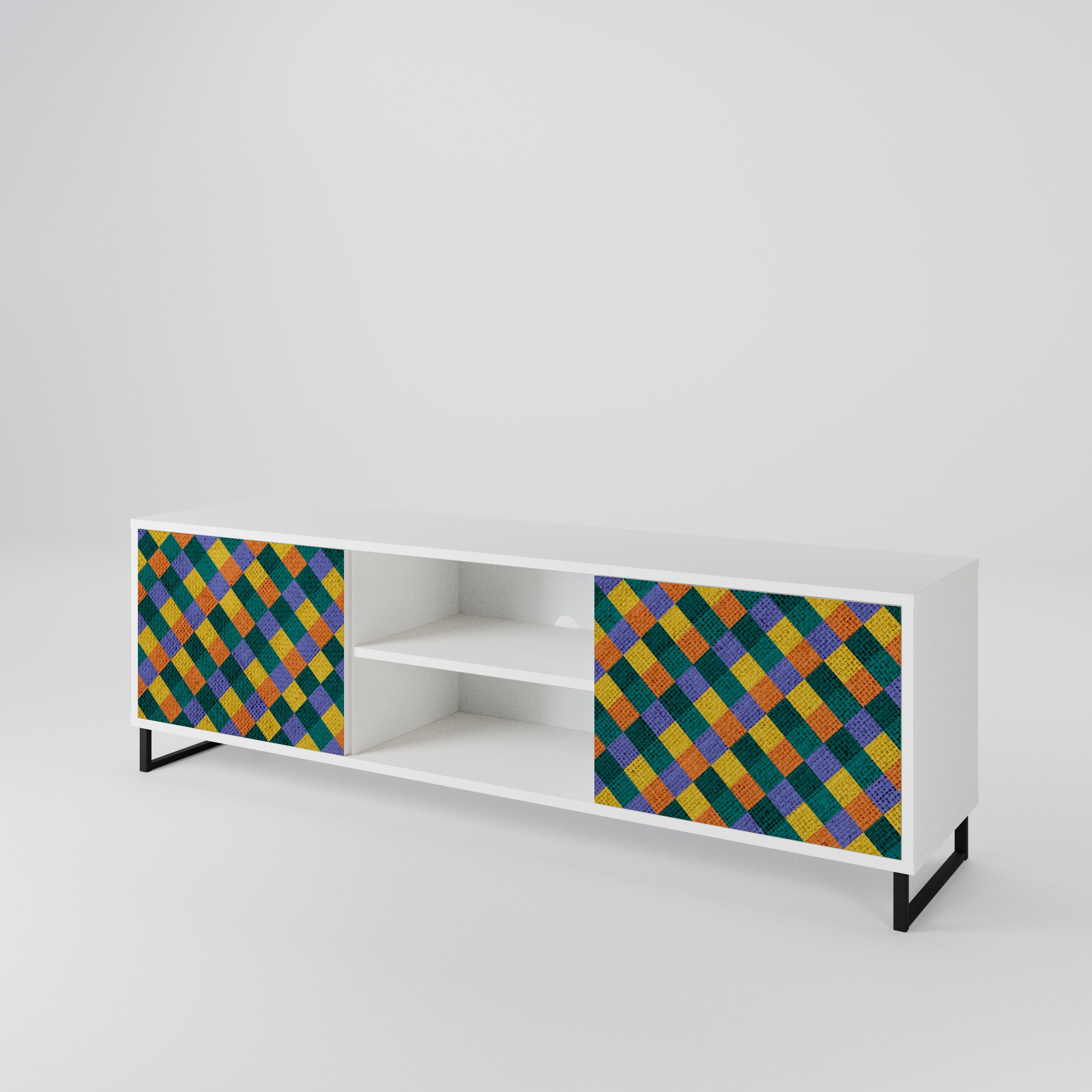 PAINTED SQUARES MIX Dvoudveřový TV stolek