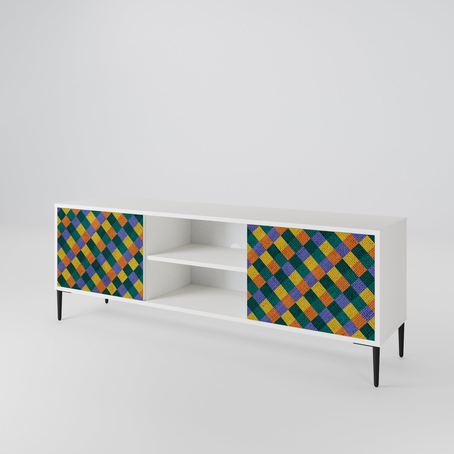 PAINTED SQUARES MIX Dvoudveřový TV stolek