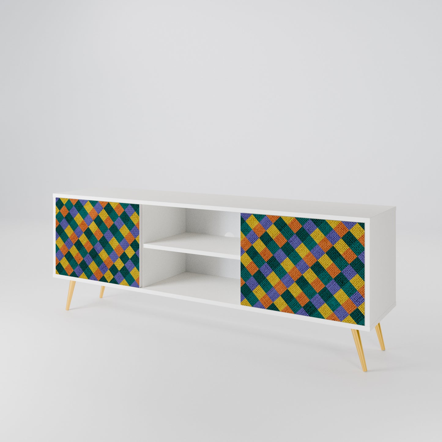 PAINTED SQUARES MIX Dvoudveřový TV stolek