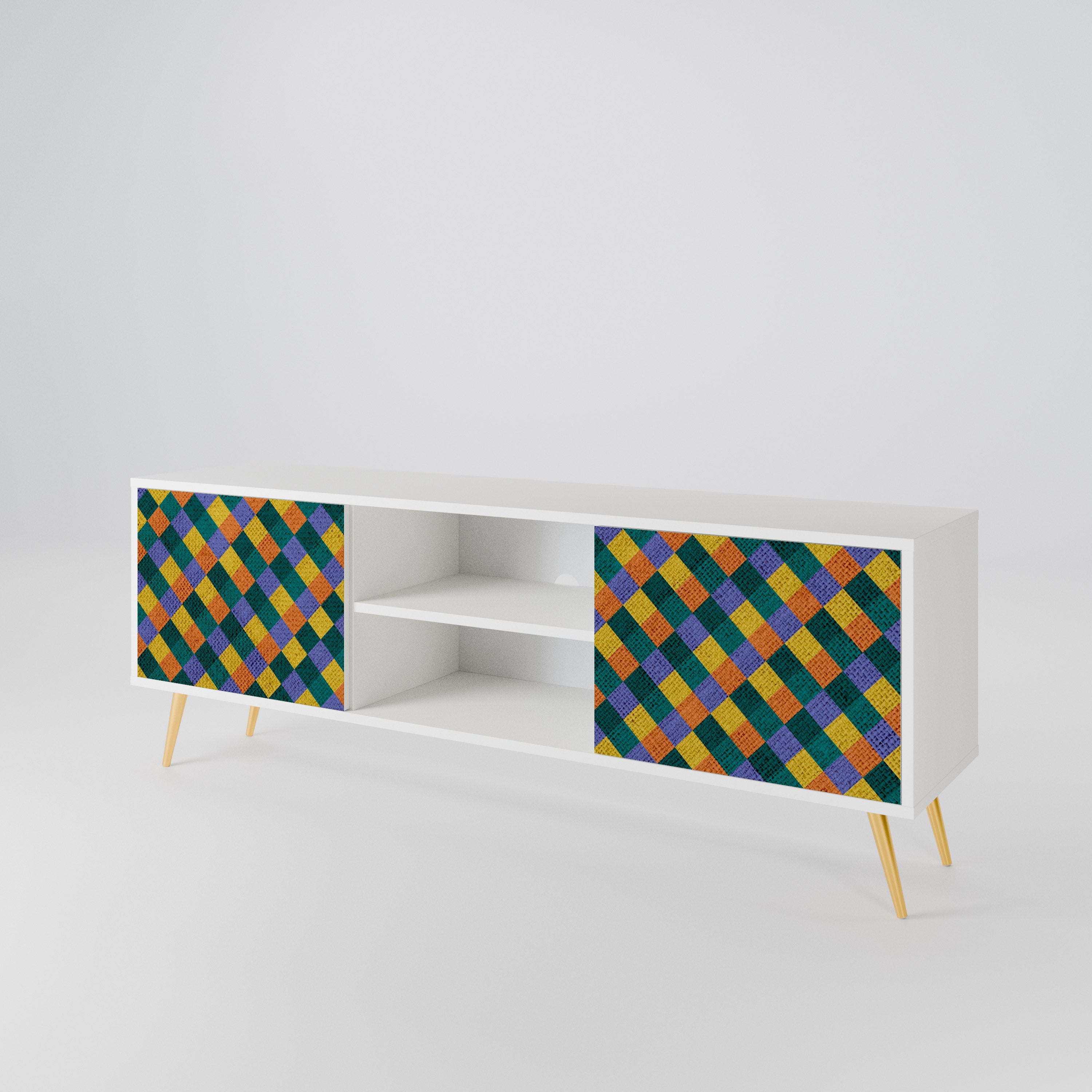 PAINTED SQUARES MIX Dvoudveřový TV stolek