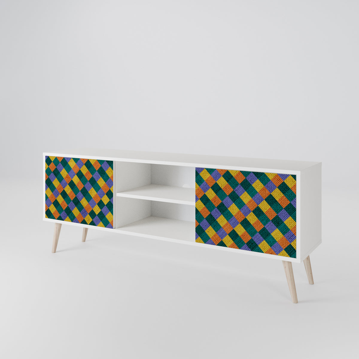 PAINTED SQUARES MIX Dvoudveřový TV stolek