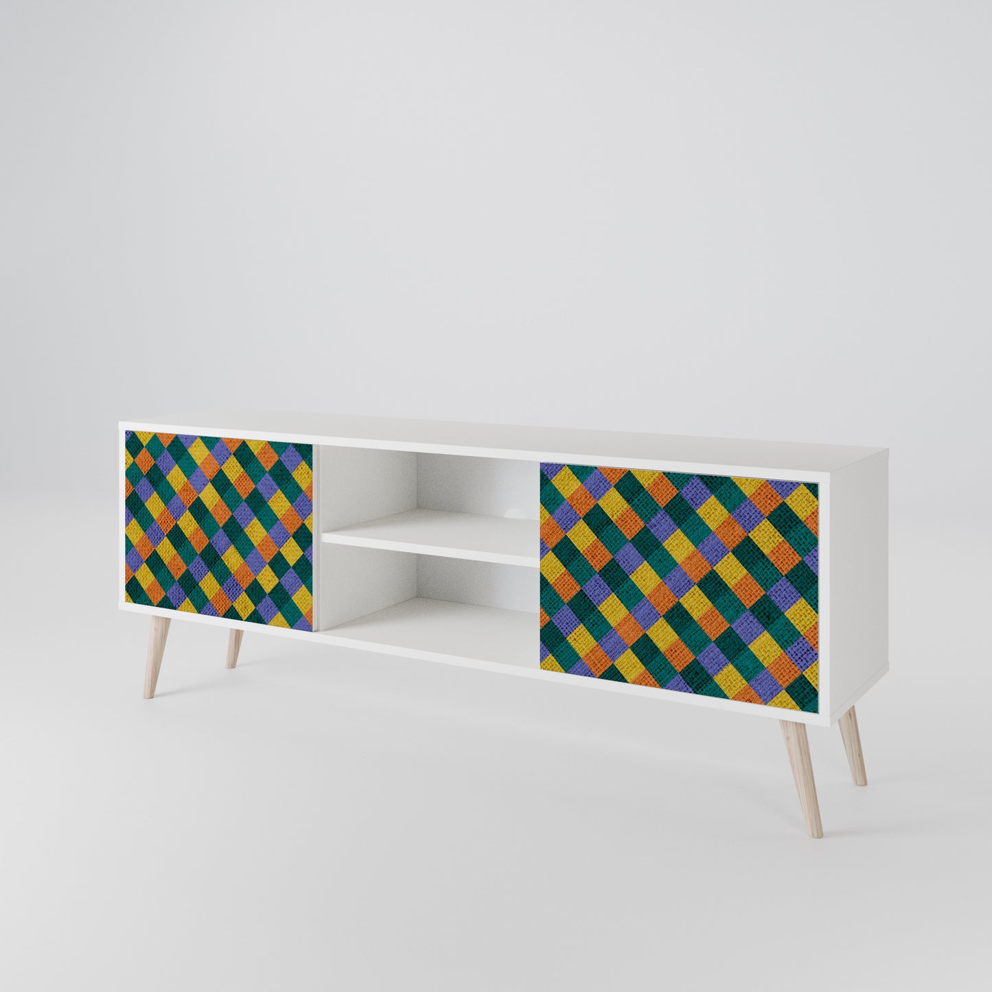 PAINTED SQUARES MIX Dvoudveřový TV stolek