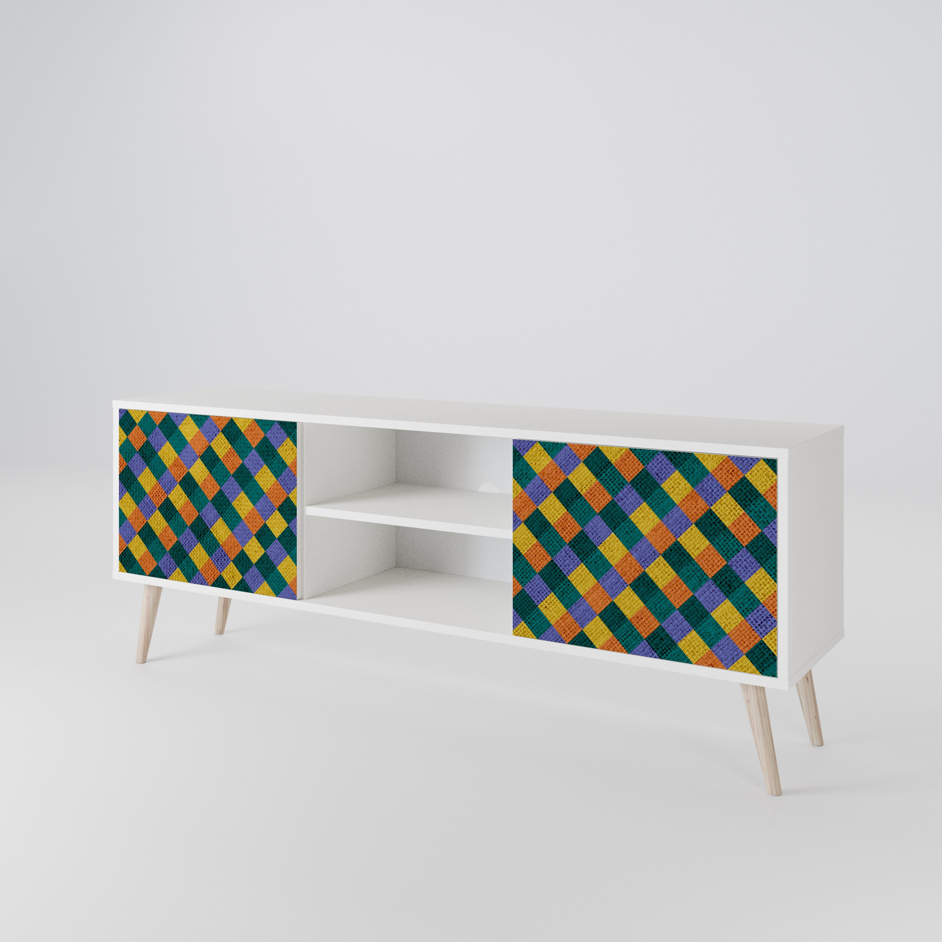 PAINTED SQUARES MIX Dvoudveřový TV stolek