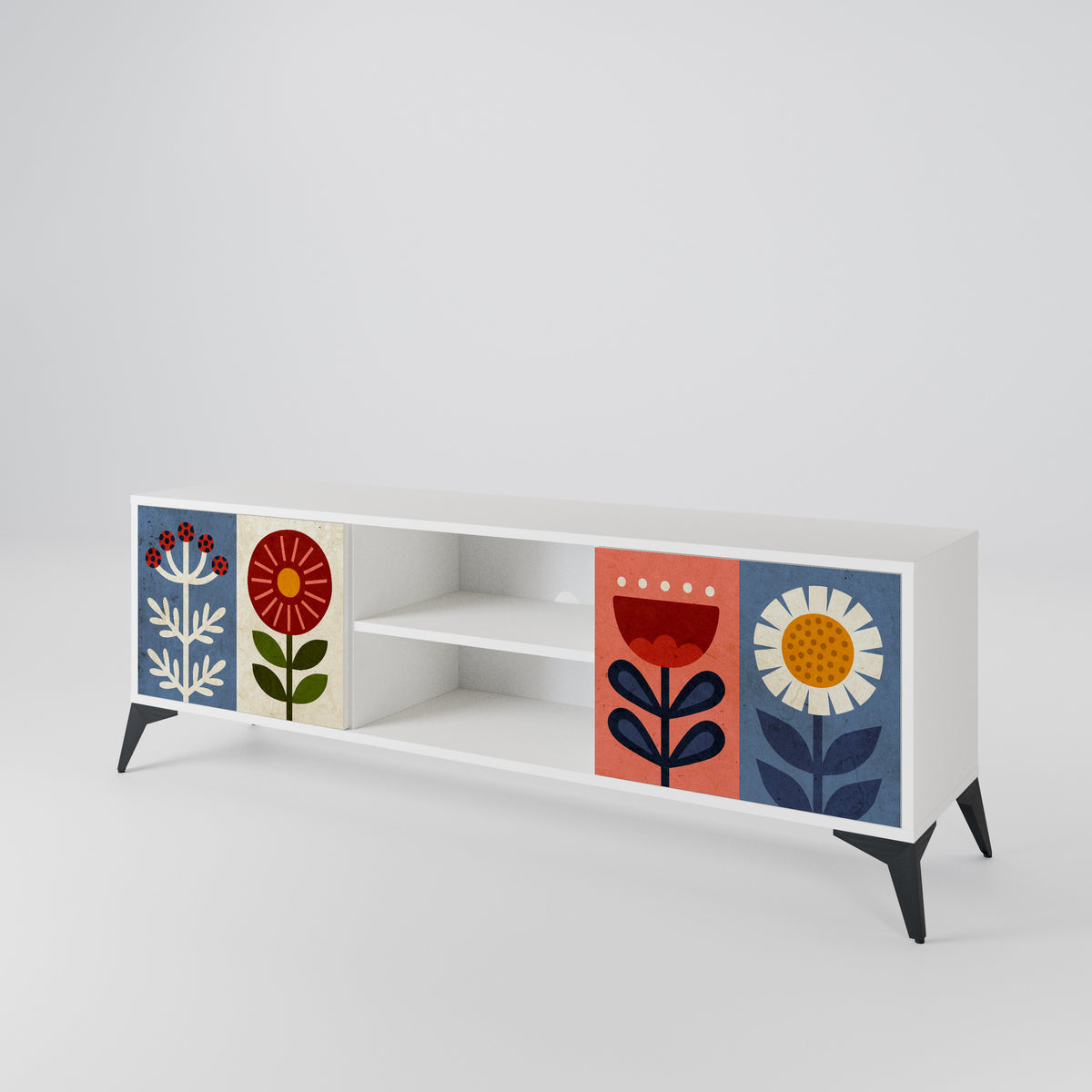 SCANDIC FLOWERET Dvoudveřový TV stolek