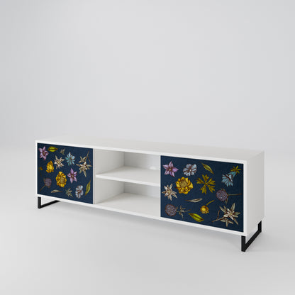 FLOWERS ON NAVY BLUE Dvoudveřový TV stolek
