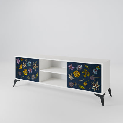FLOWERS ON NAVY BLUE Dvoudveřový TV stolek
