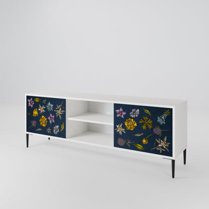 FLOWERS ON NAVY BLUE Dvoudveřový TV stolek