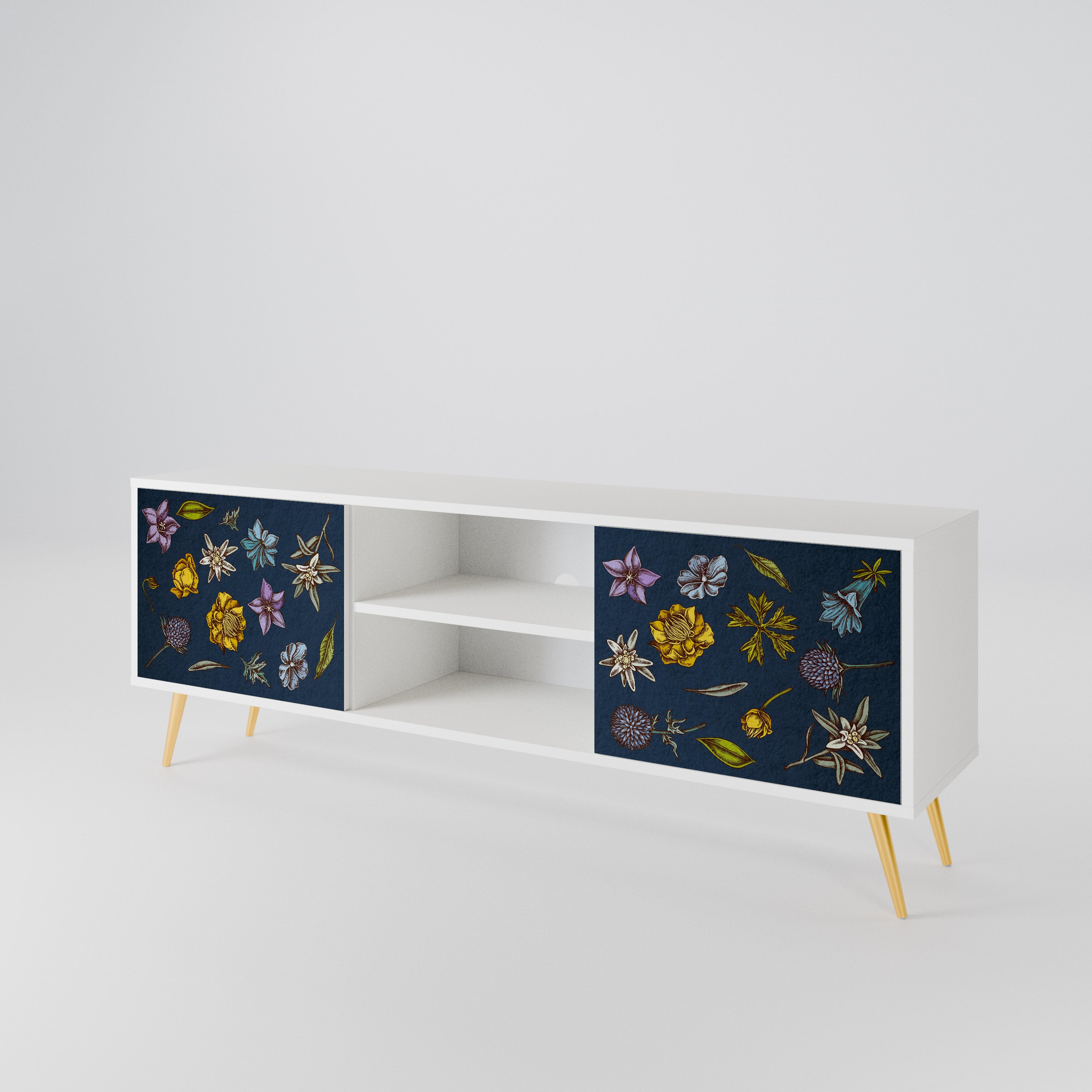 FLOWERS ON NAVY BLUE Dvoudveřový TV stolek