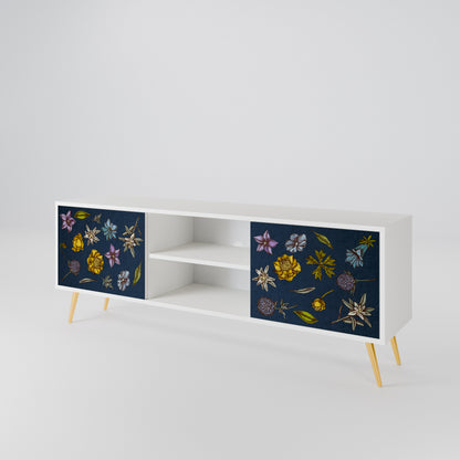 FLOWERS ON NAVY BLUE Dvoudveřový TV stolek