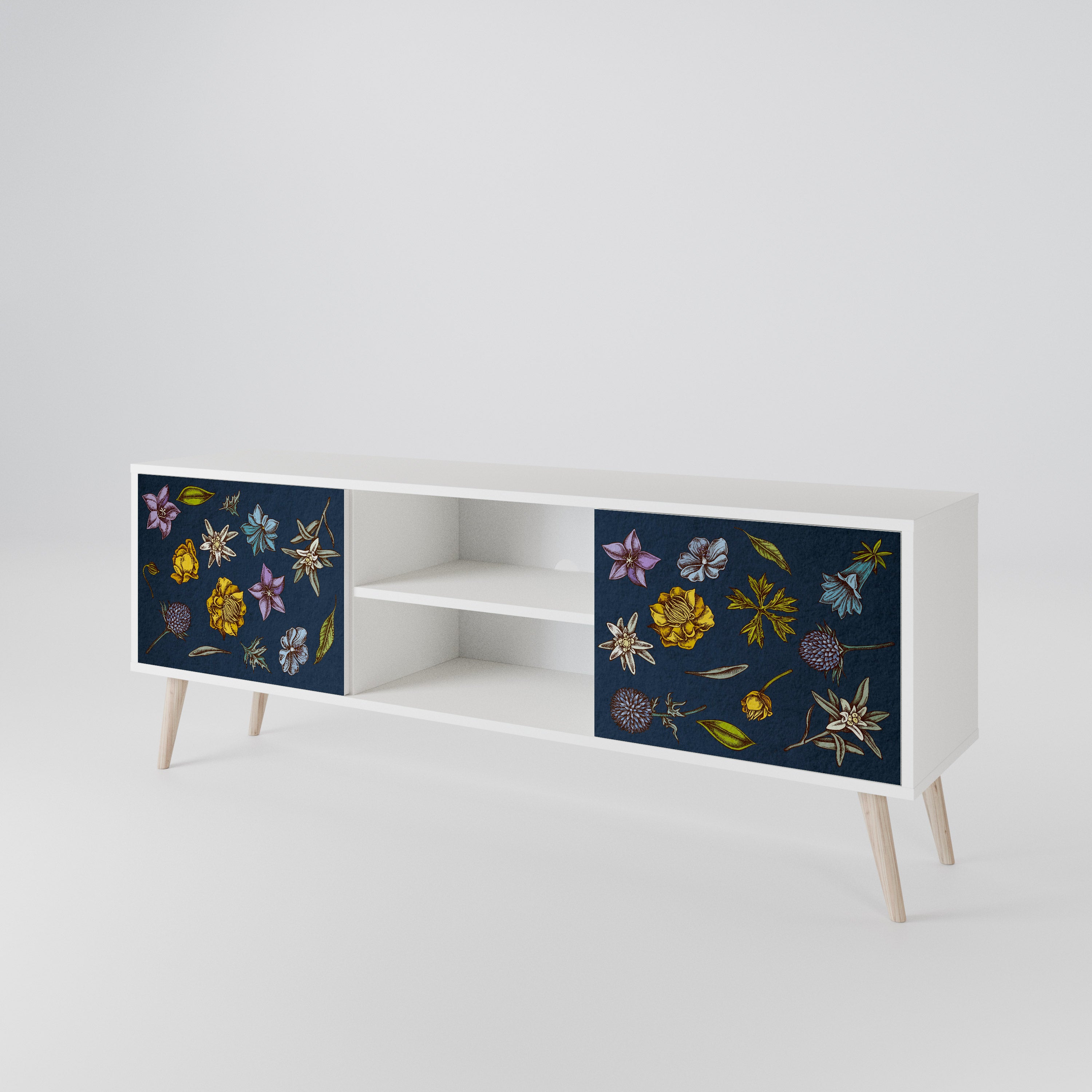 FLOWERS ON NAVY BLUE Dvoudveřový TV stolek