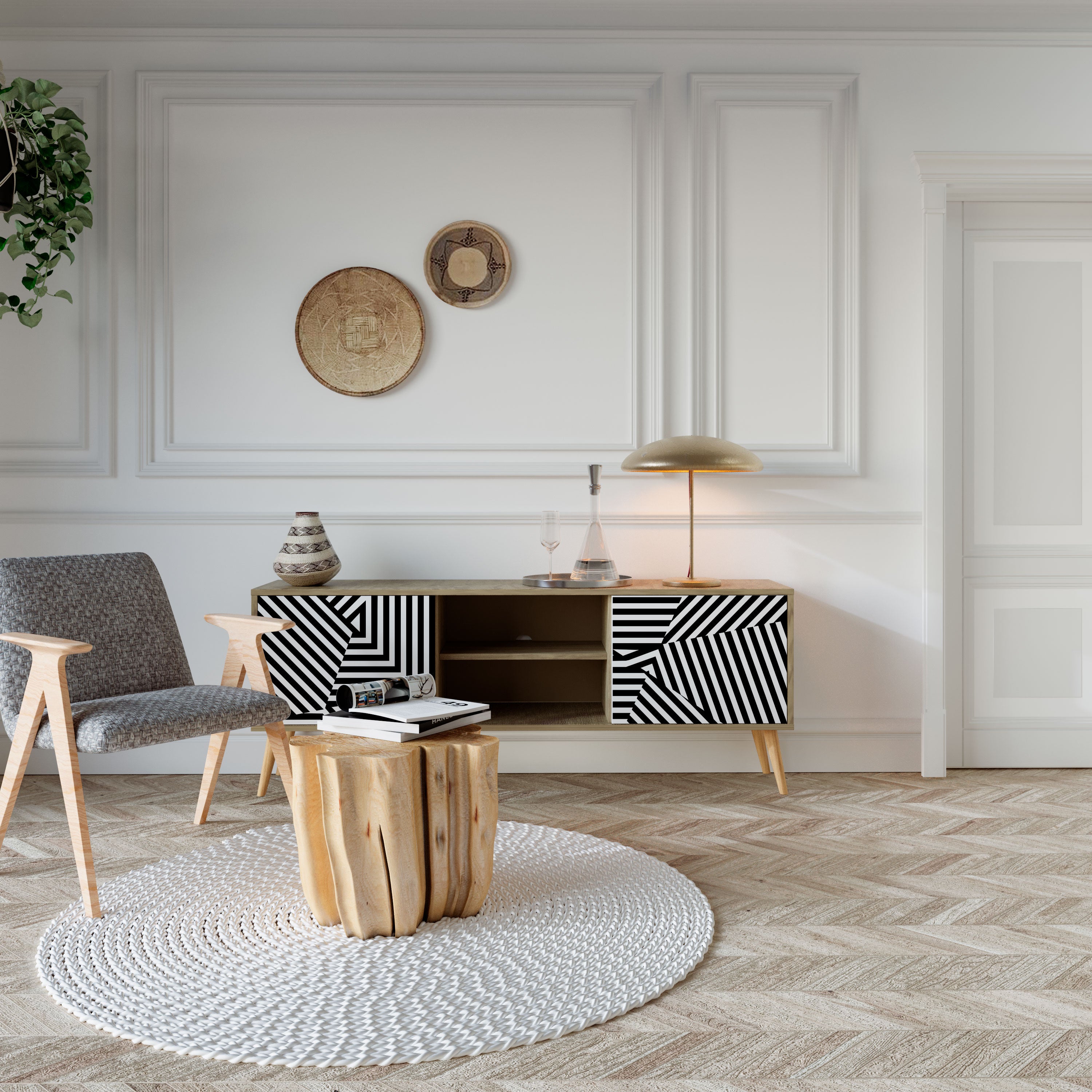 ILLUSIONARY LATTICE Dvoudveřový TV stolek