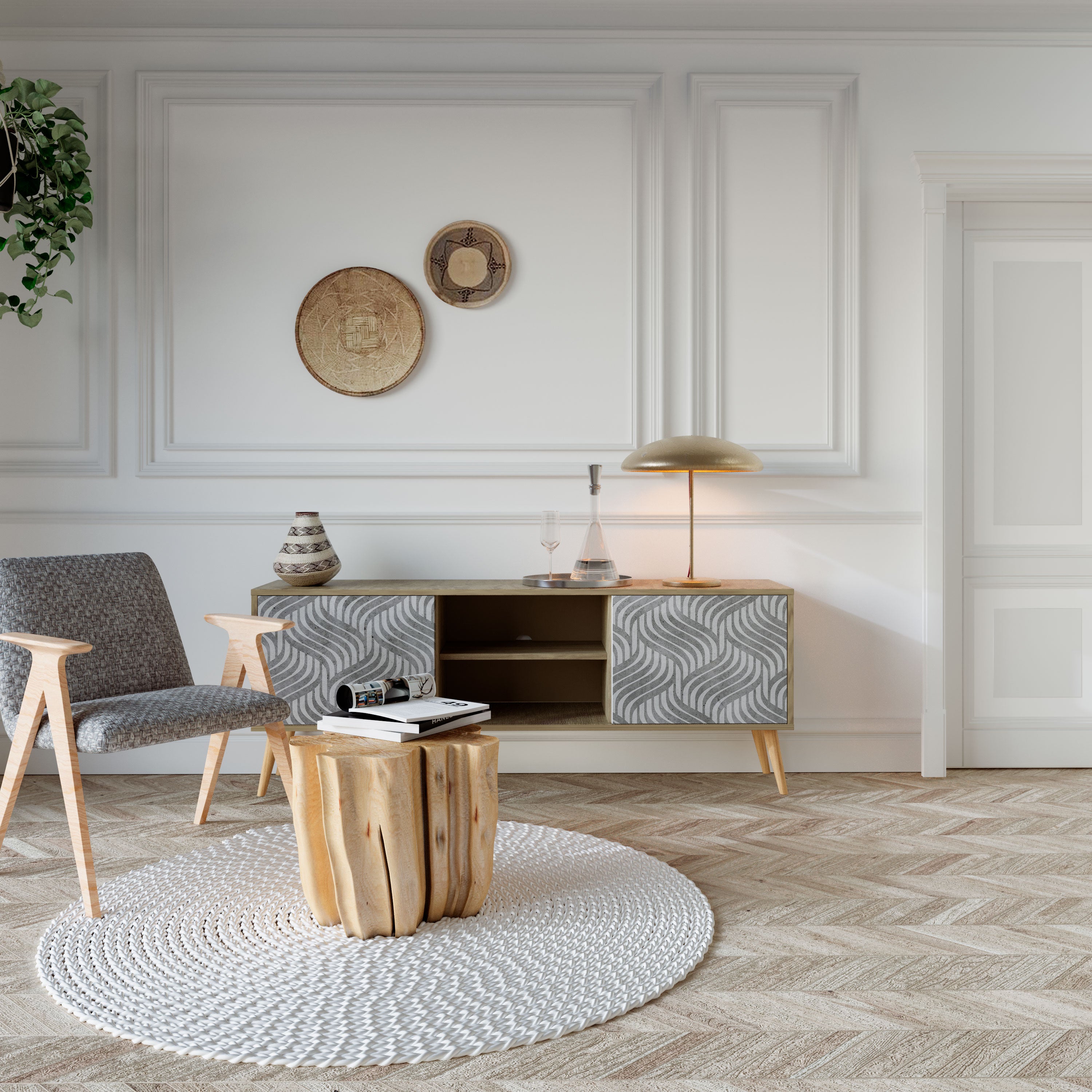 CONCRETE MOVEMENT Dvoudveřový TV stolek