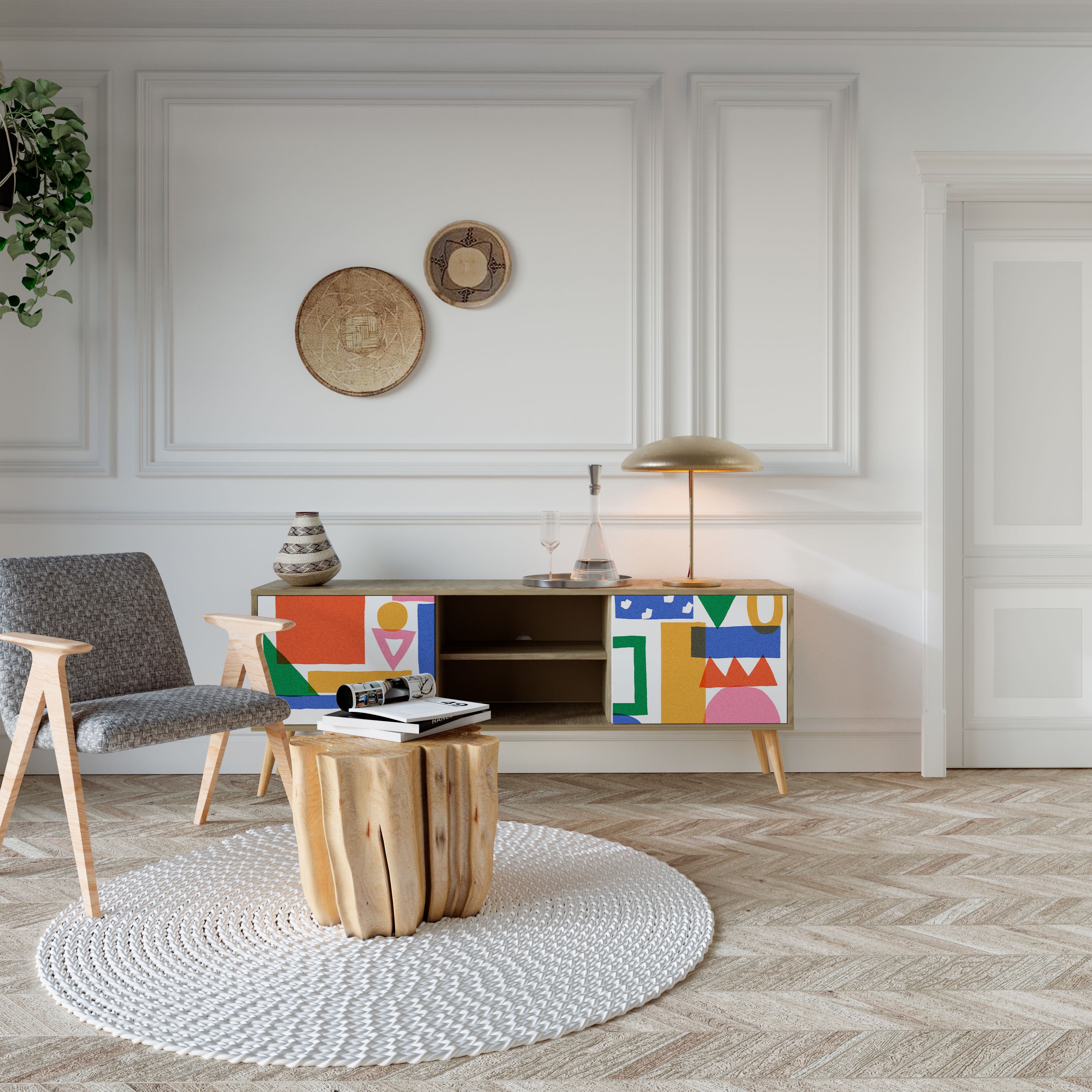 GEOMETRIC GLIMMER Dvoudveřový TV stolek