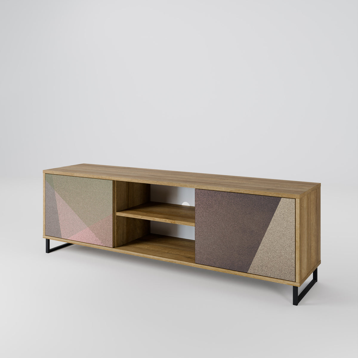 BEIGE GEOMETRY Dvoudveřový TV stolek