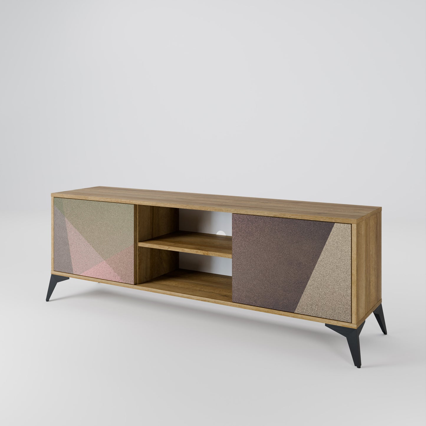 BEIGE GEOMETRY Dvoudveřový TV stolek