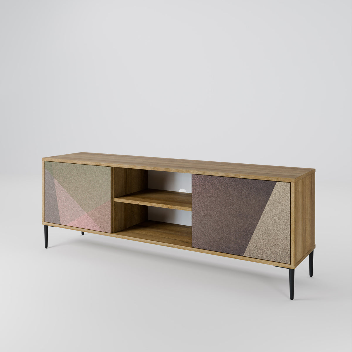 BEIGE GEOMETRY Dvoudveřový TV stolek