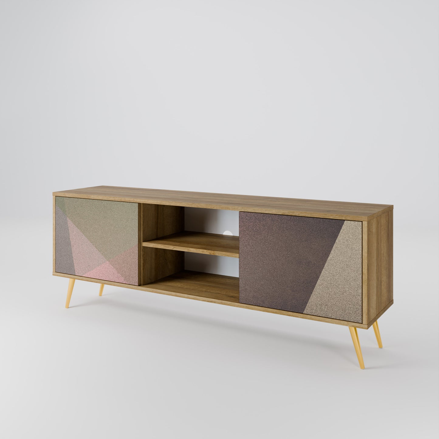 BEIGE GEOMETRY Dvoudveřový TV stolek